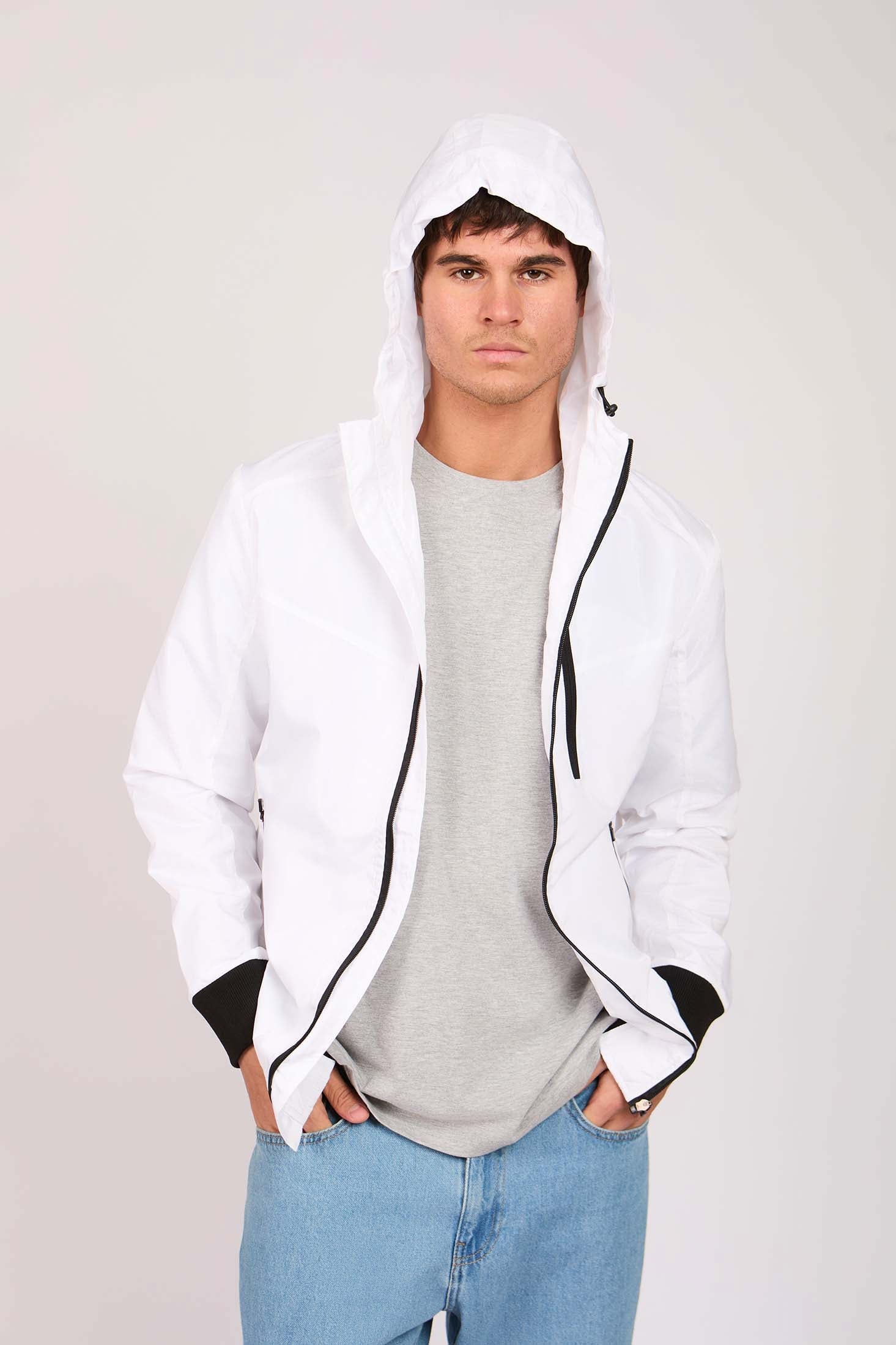 Men Rain Jacket Off White