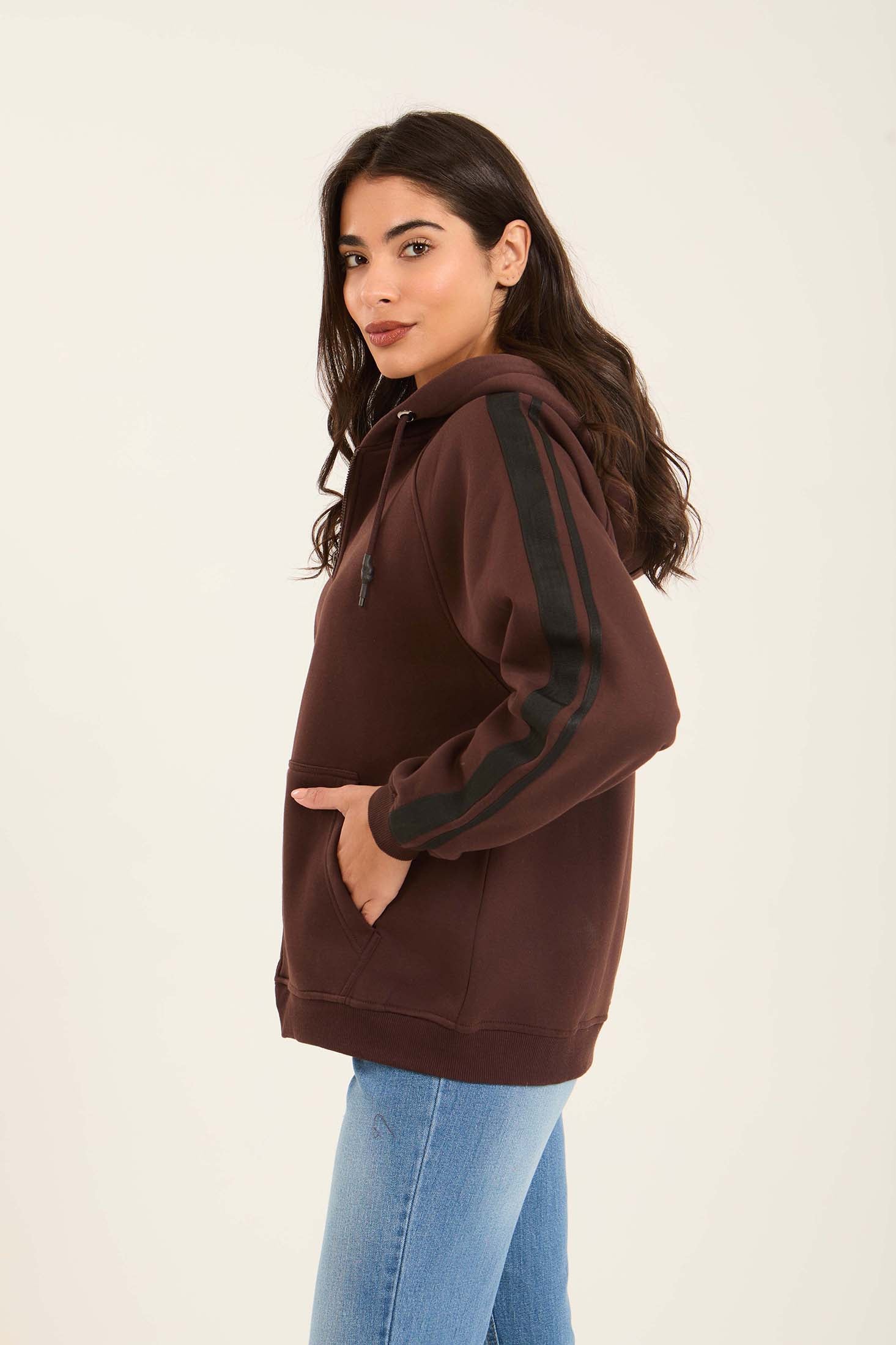 Women Sweat Jacket  Loose Brown