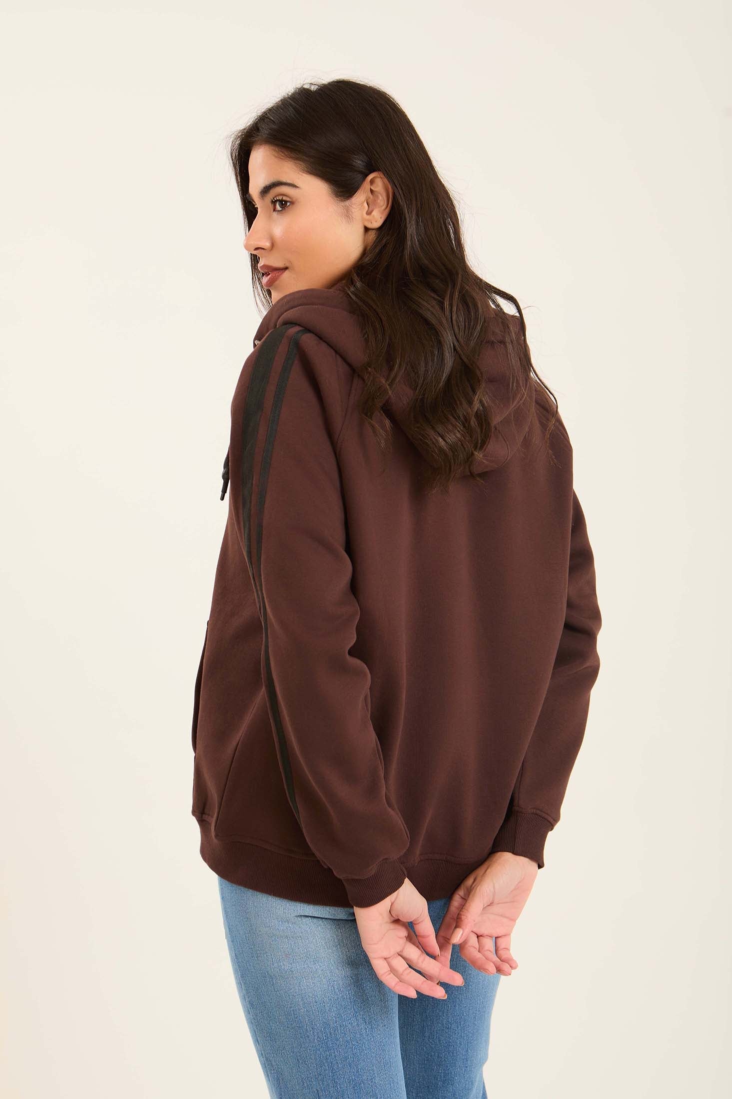 Women Sweat Jacket  Loose Brown
