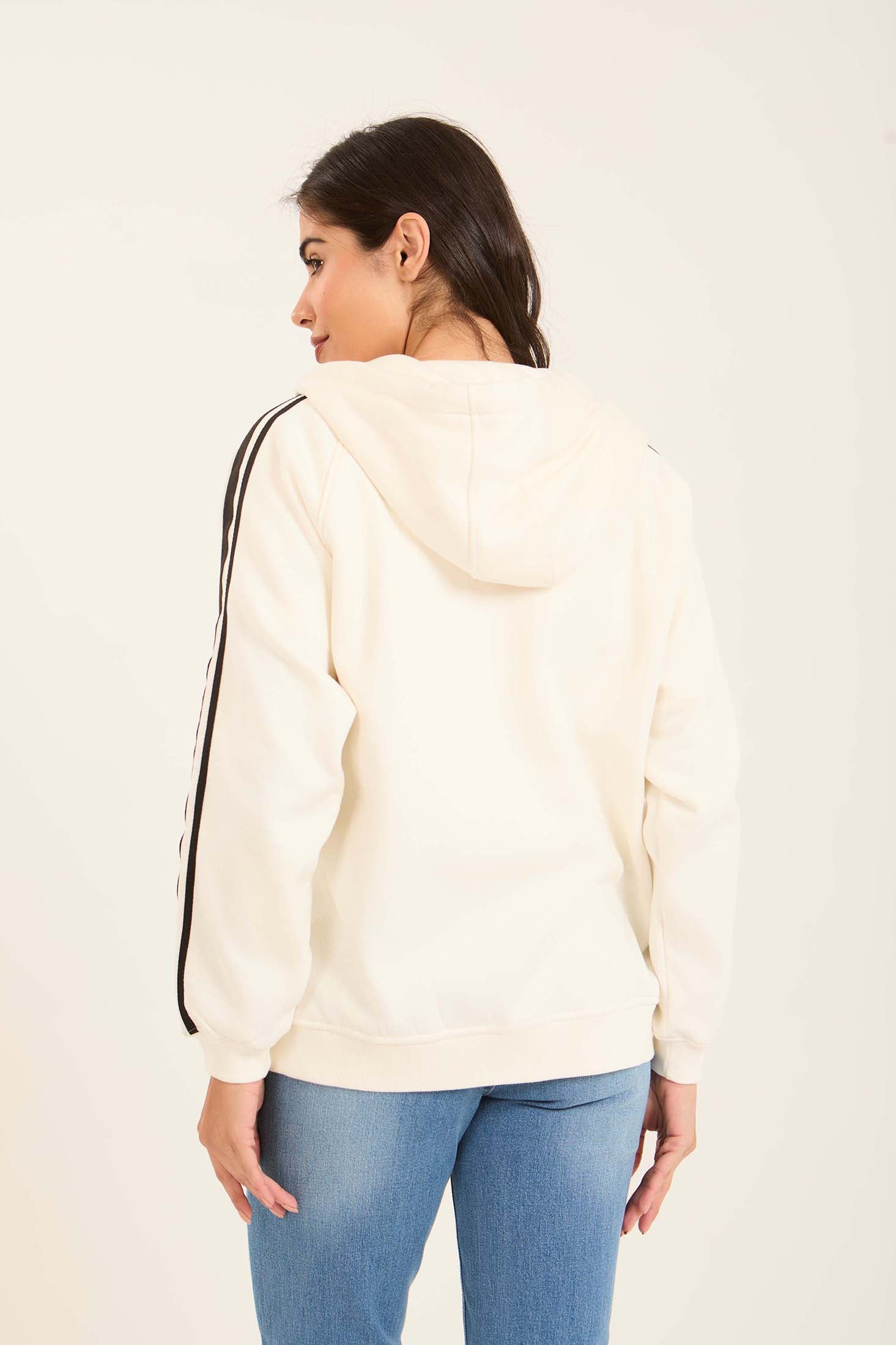 Women Sweat Jacket  Loose Off White