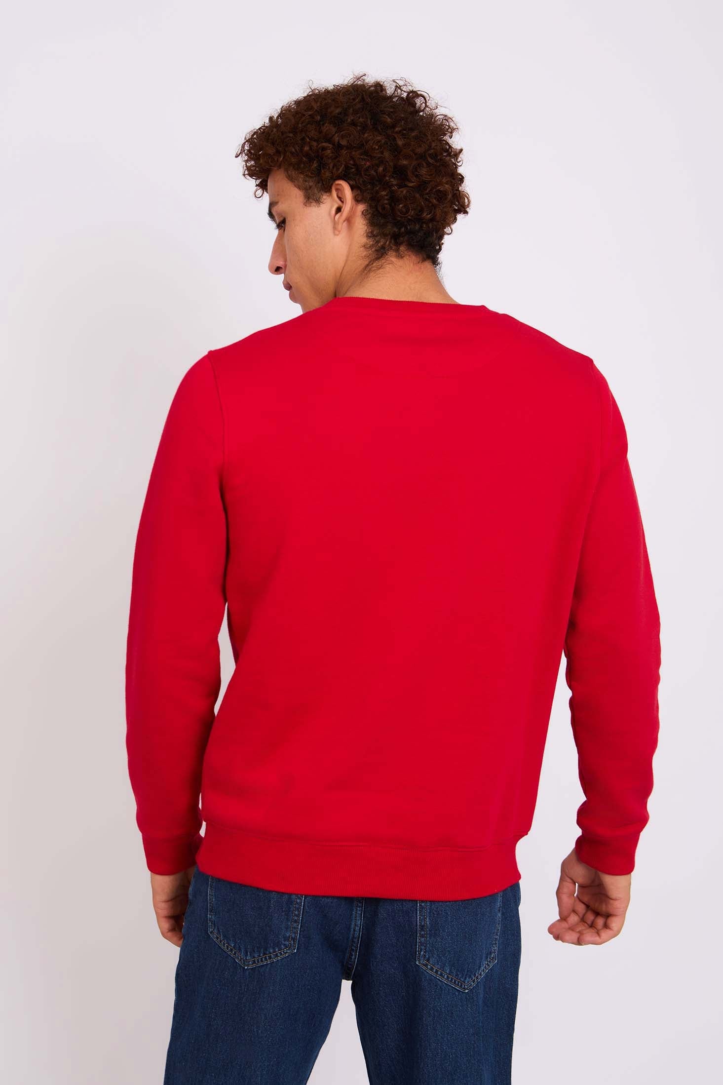 Men Sweat Shirt Regular Fit Front Printed Red