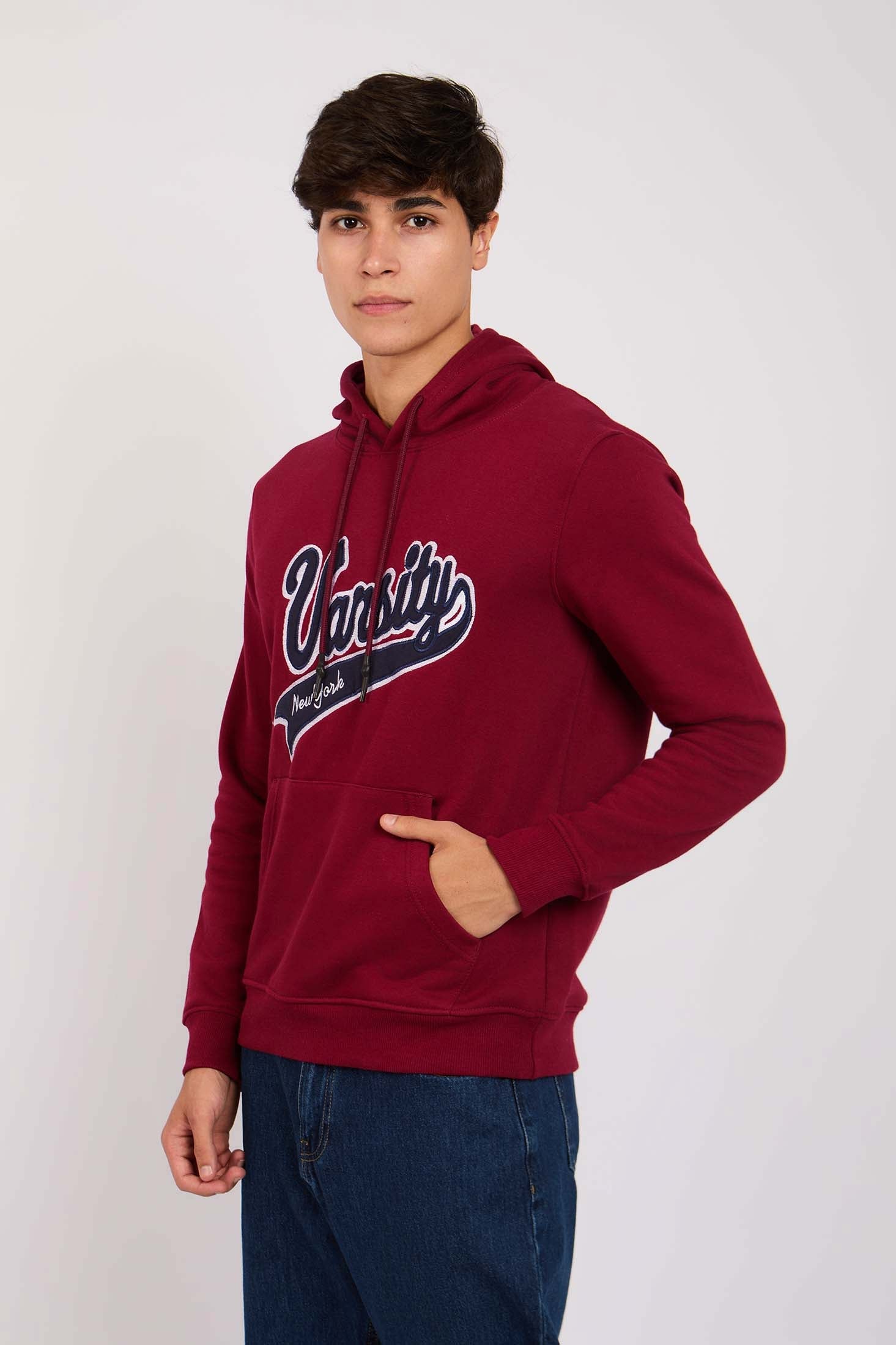 Men Regular Fit Front Printed Sweat Shirt Red