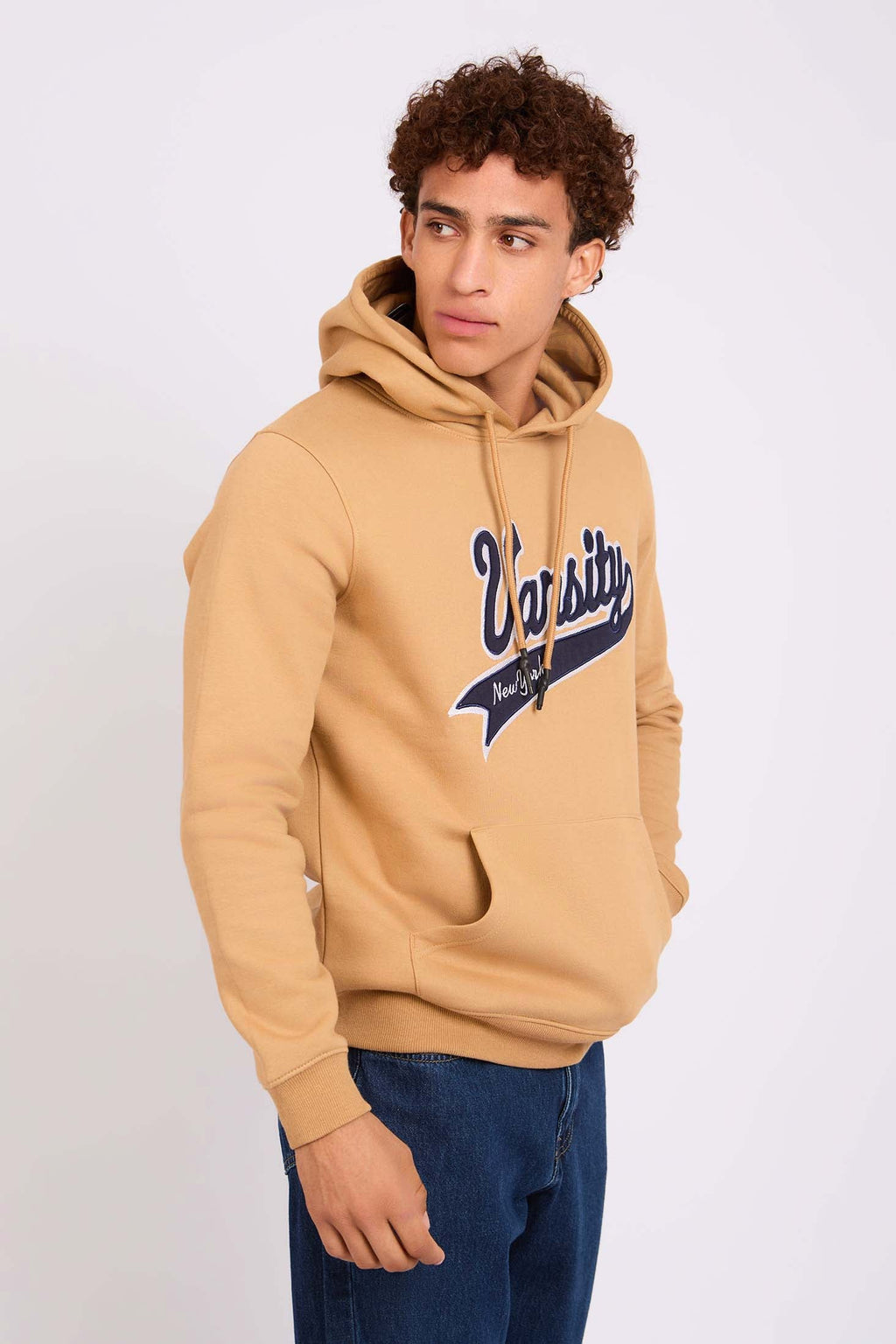 Men Sweat Shirt Regular Fit Front Printed Brown