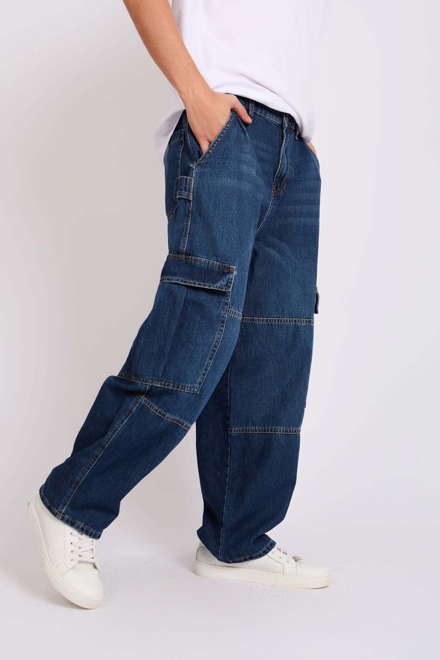 Men Denim Pant Baggy Blue