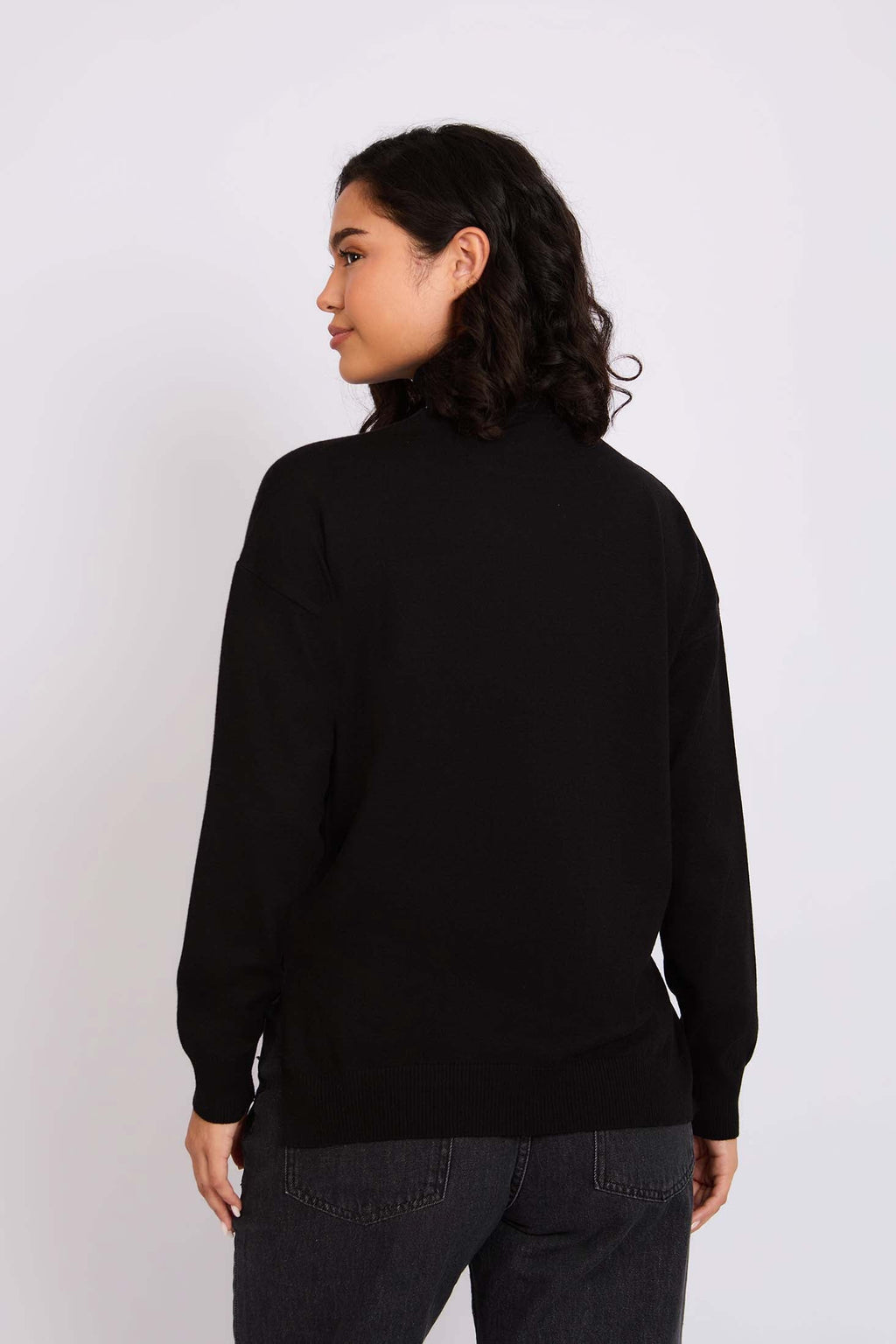 Women Pullover High Neck Black