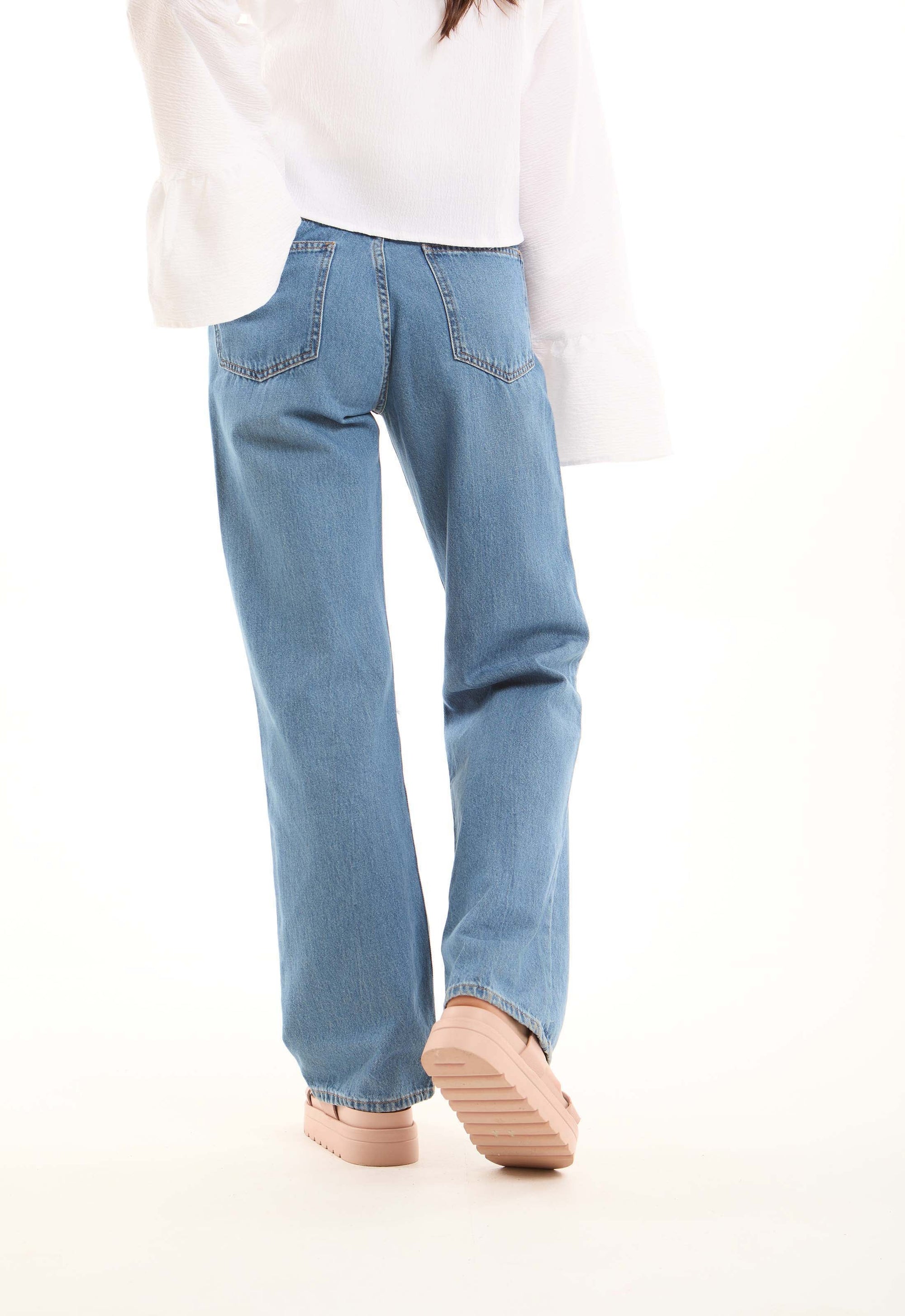Ripped Straight-Leg Denim Pants
