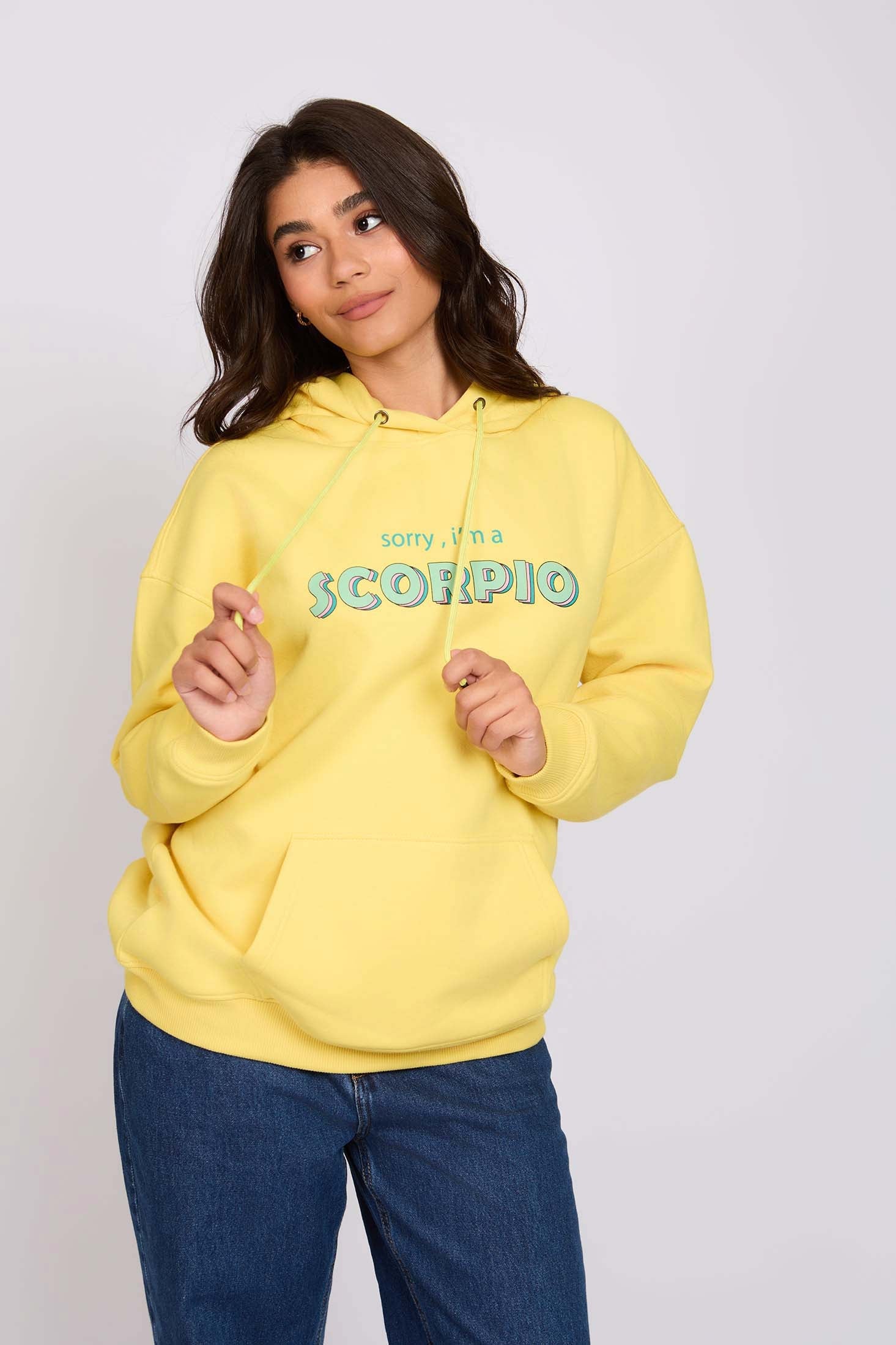 Women Sweat Shirt Loose Fit Hoodie Printed Yellow