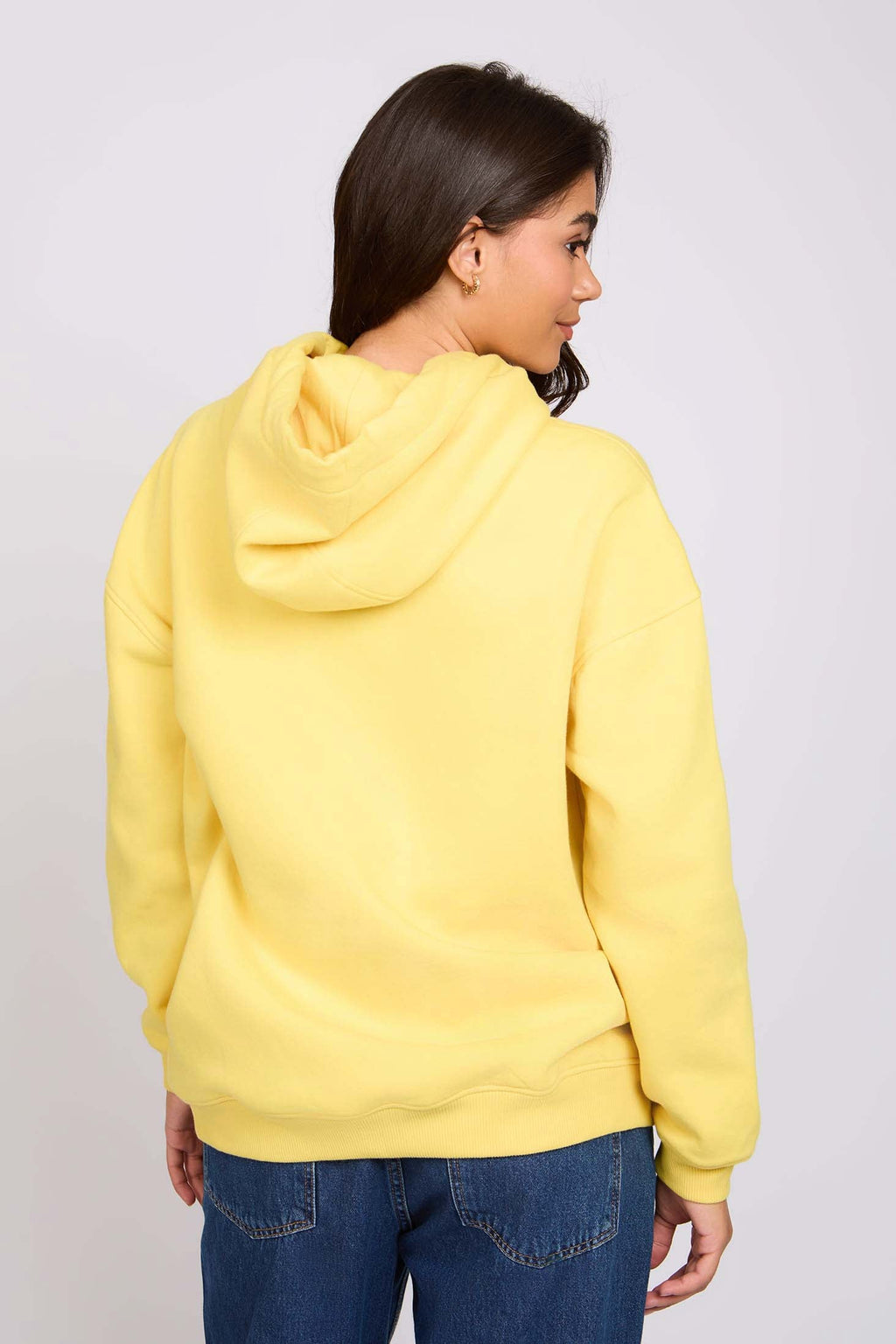 Women Sweat Shirt Loose Fit Hoodie Printed Yellow