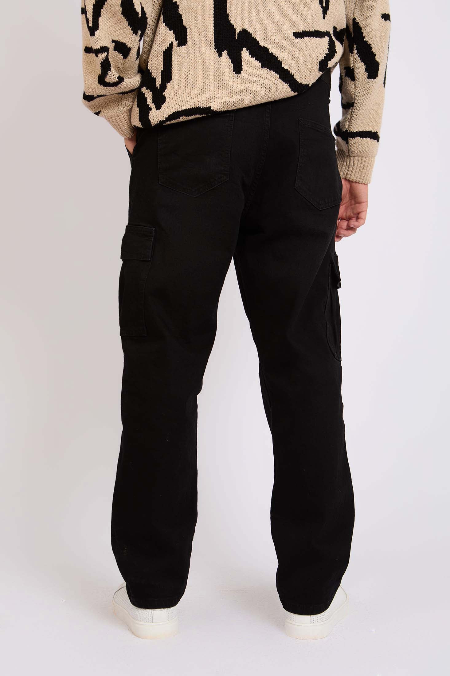 Men Standard Cargo Jeans Black