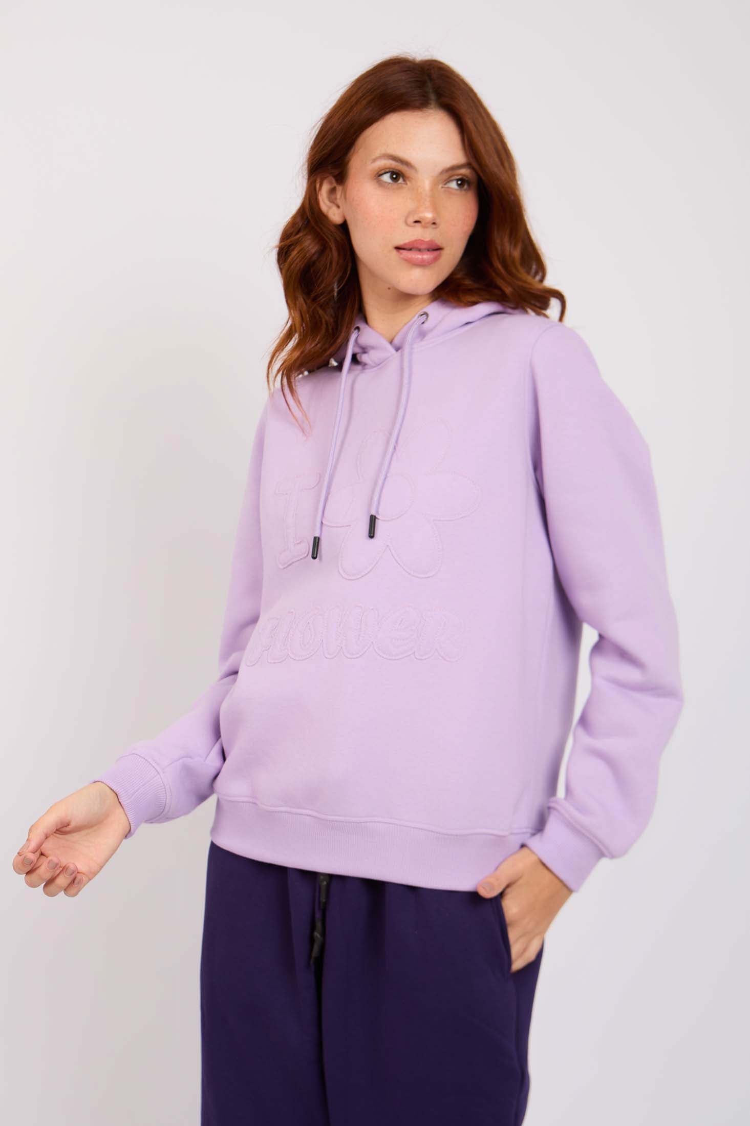 Women Sweat Shirt Regular Fit Hoodie With Pink