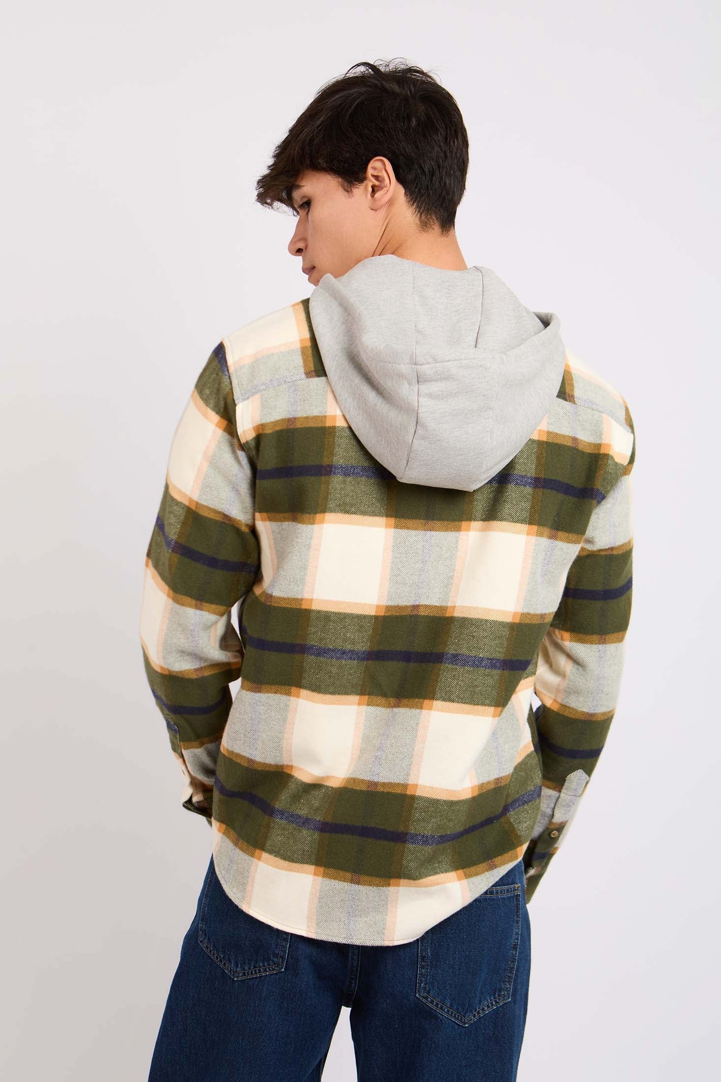 Men Checks Over Shirt Green