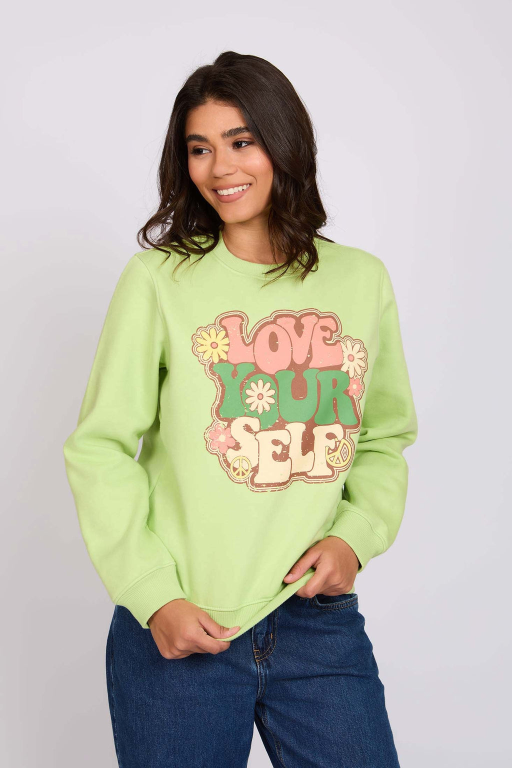 Women  Sweat Shirt Regular Fit Green