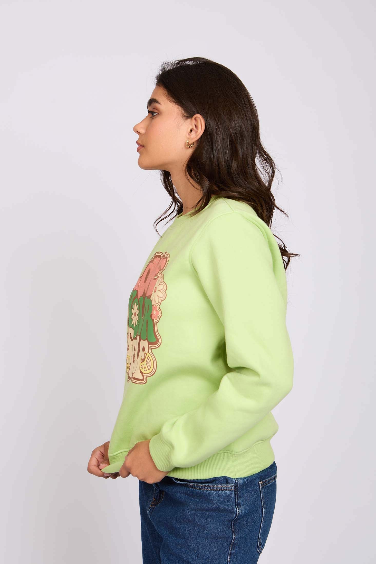 Women  Sweat Shirt Regular Fit Green