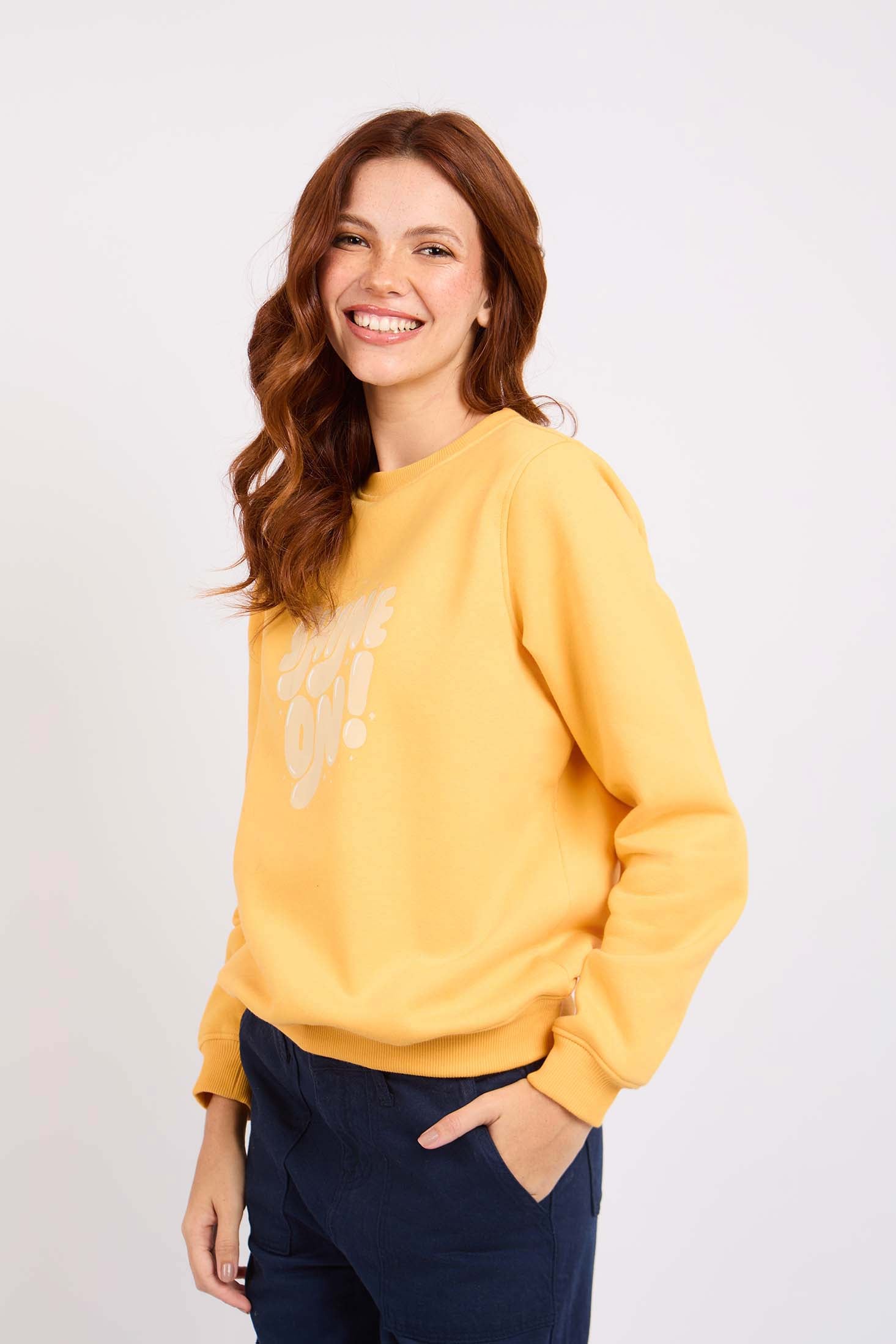 Women Regular Fit Front Print Sweat Shirt