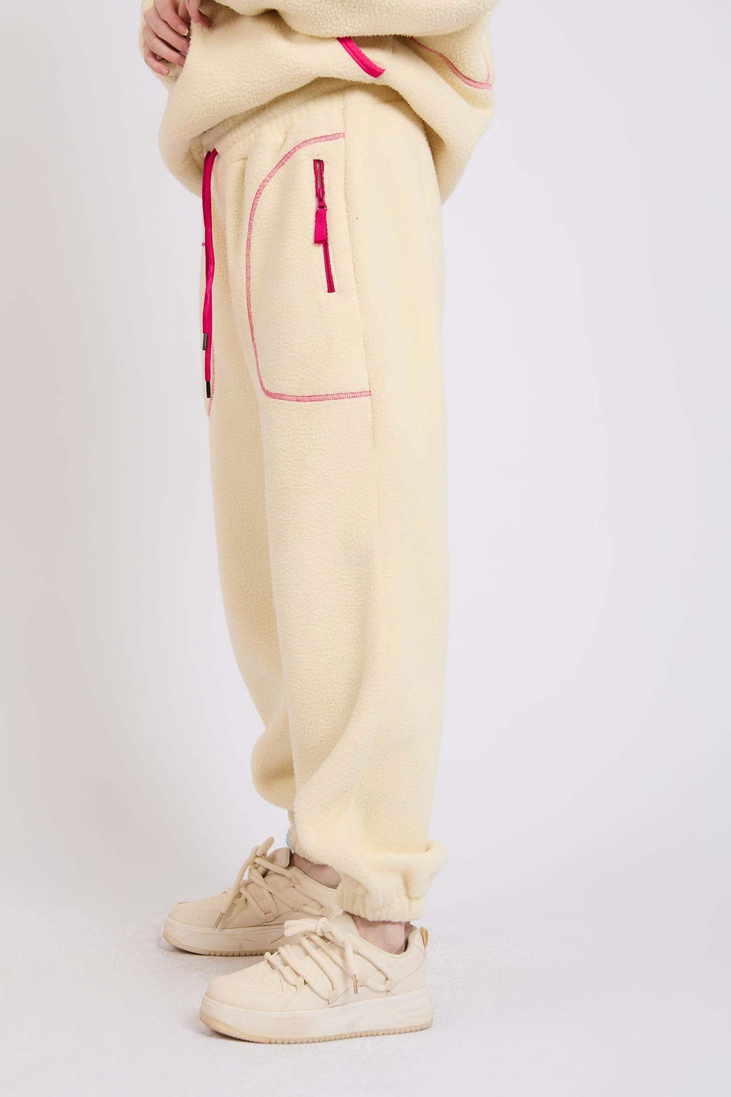 Women  Sweat Pant Sherpa Jogger White