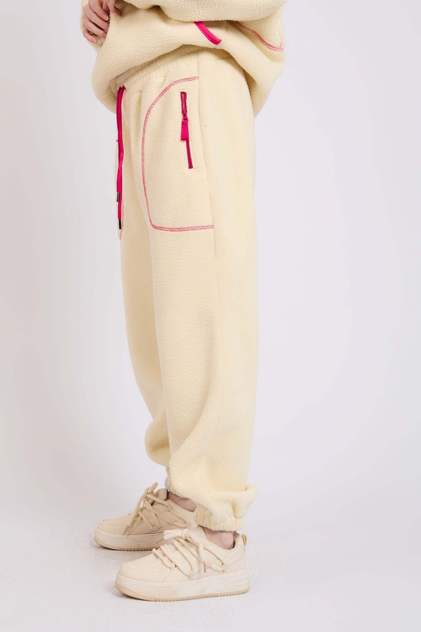 Women  Sweat Pant Sherpa Jogger White