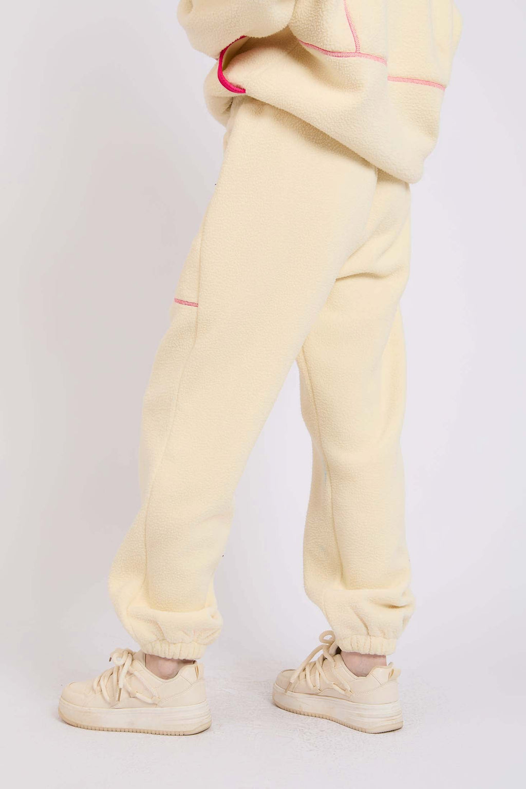 Women  Sweat Pant Sherpa Jogger White