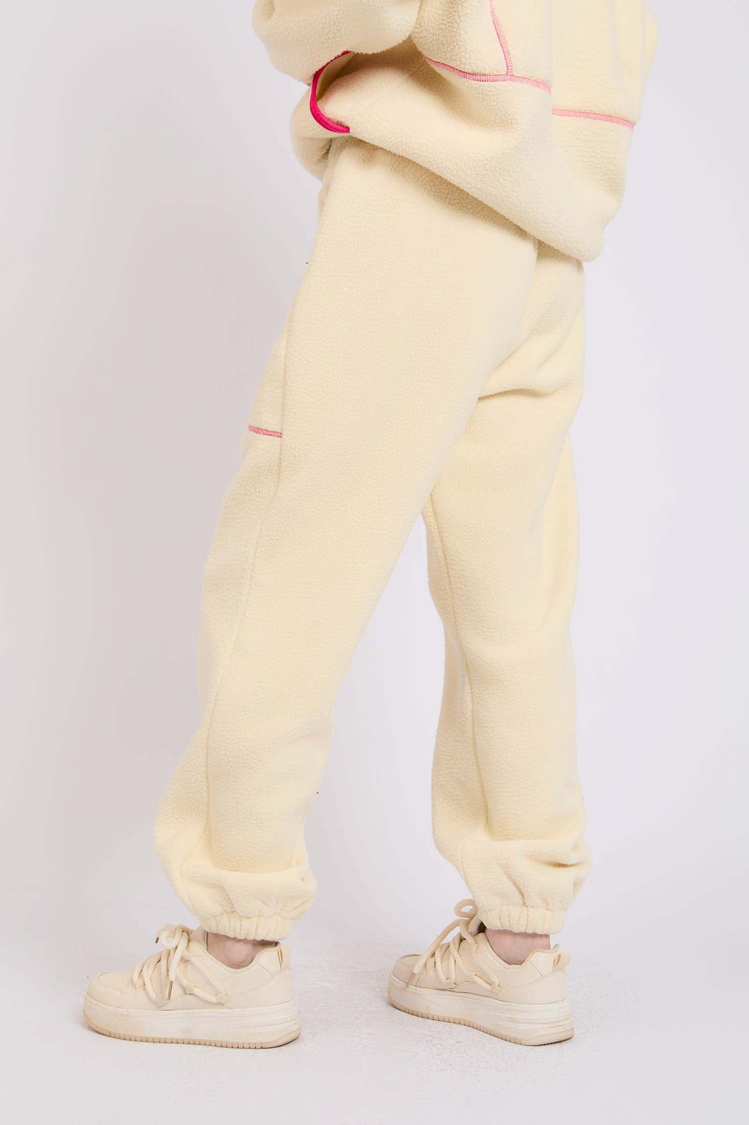 Women  Sweat Pant Sherpa Jogger White