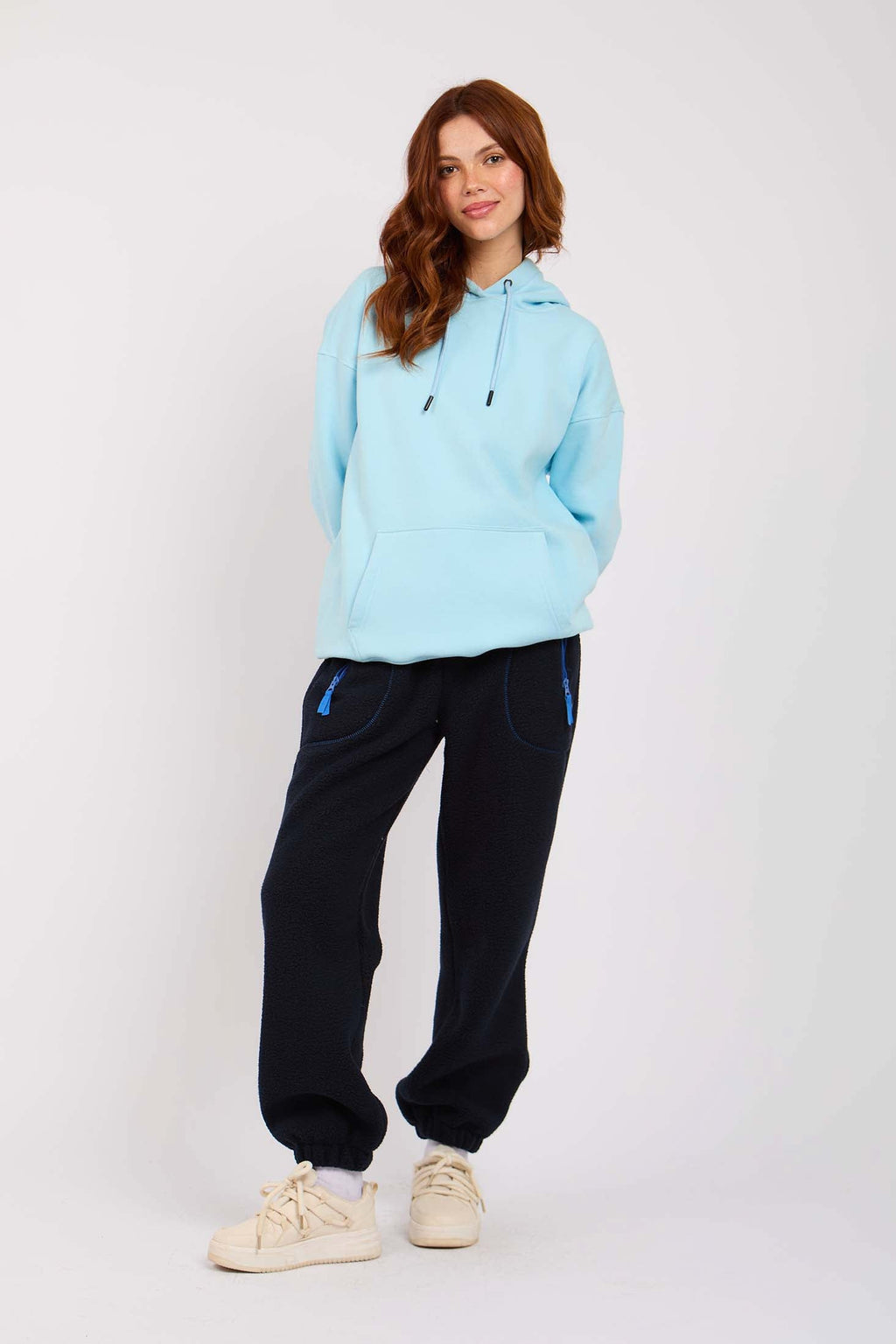 Women Navy Sweat Pant Sherpa Jogger Navy