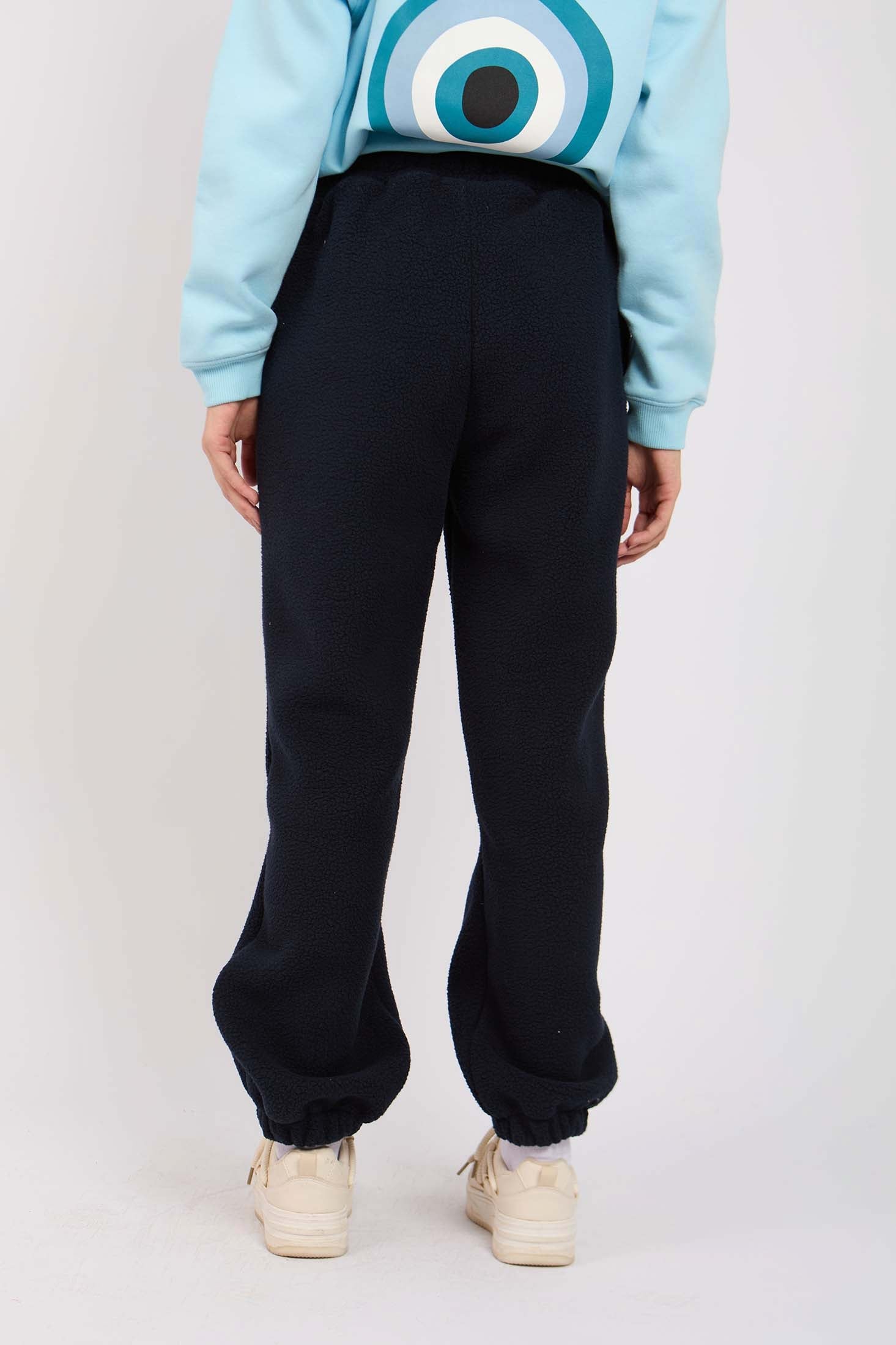 Women Navy Sweat Pant Sherpa Jogger Navy
