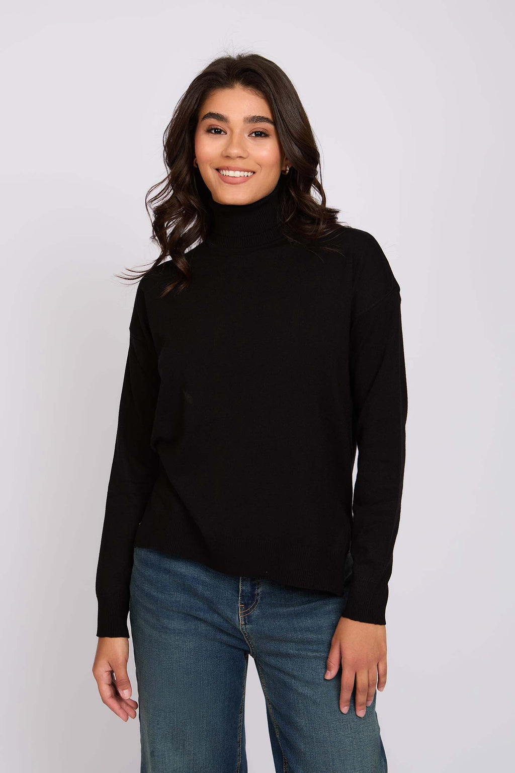 Women Pullover High Neck Black