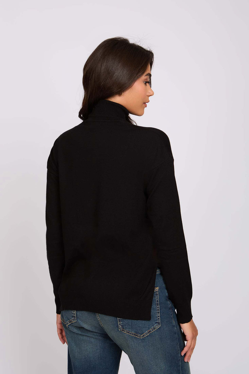 Women Pullover High Neck Black