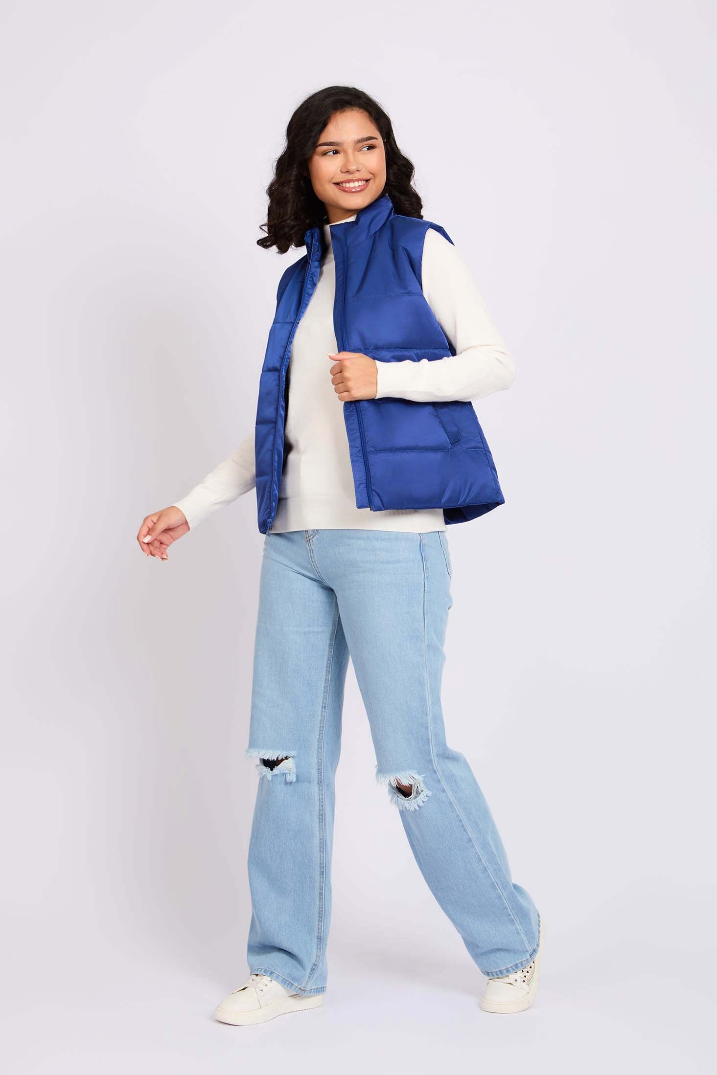 Women  Vest Puffer Royal Blue