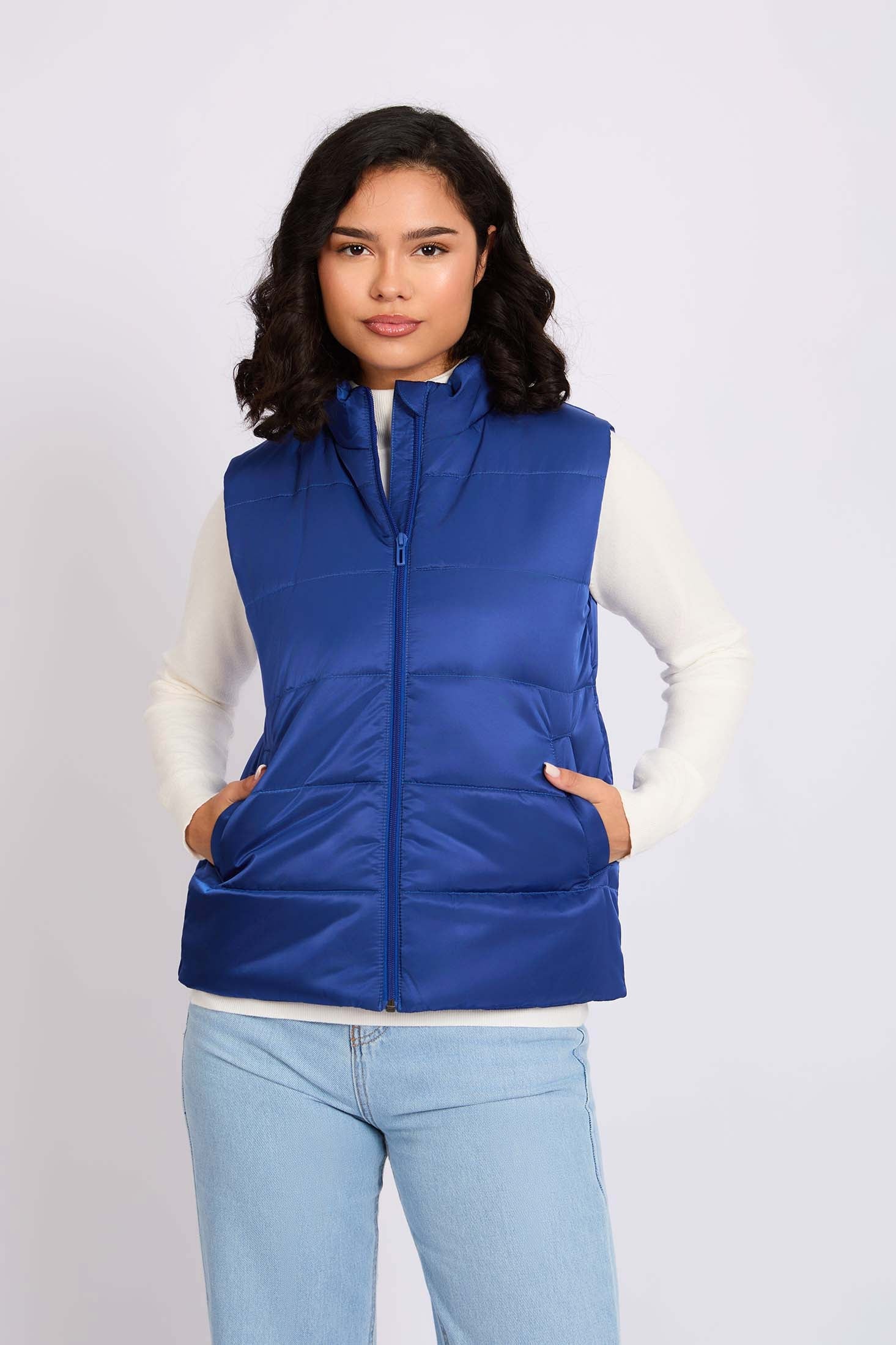 Women  Vest Puffer Royal Blue