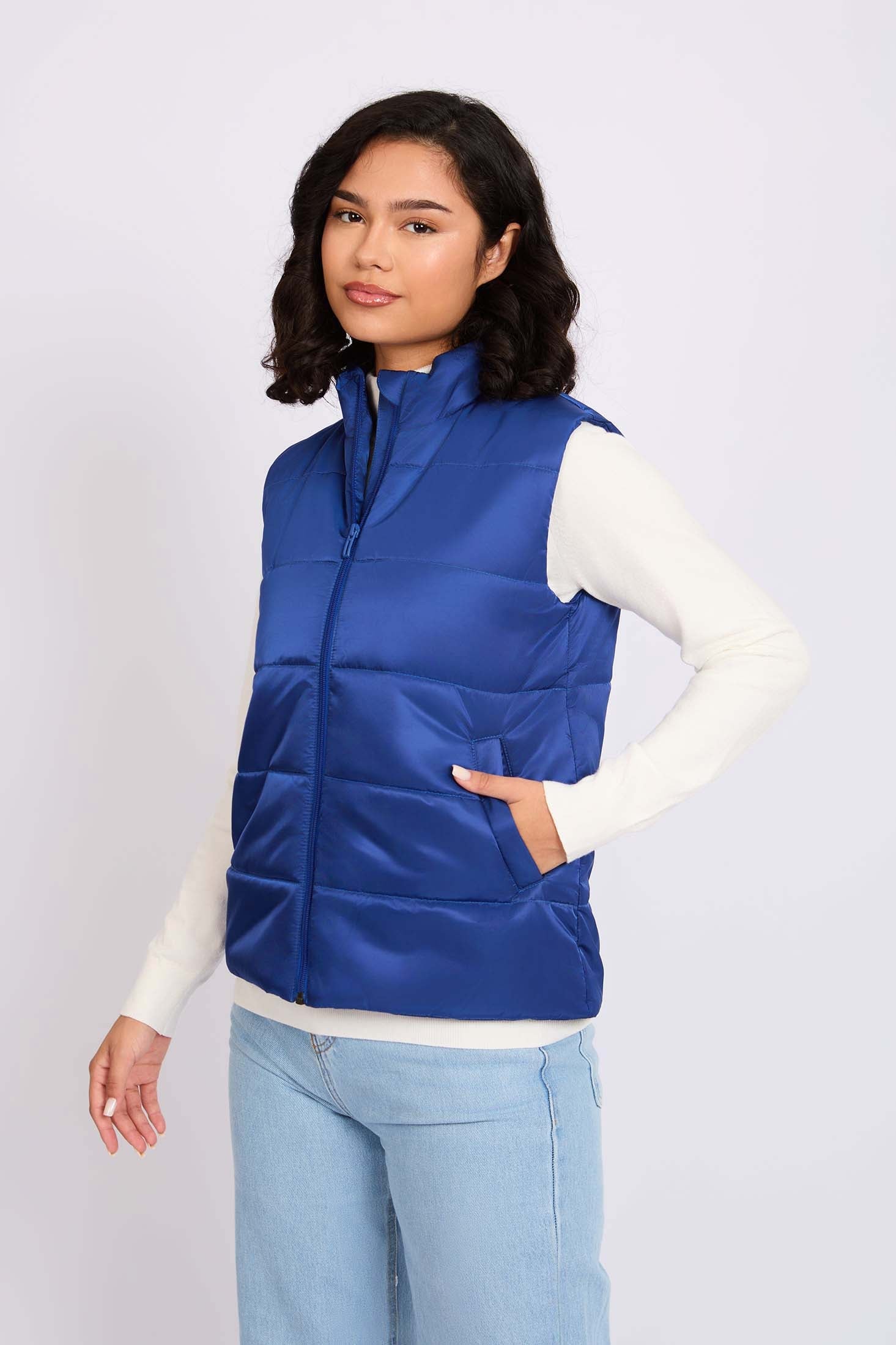 Women  Vest Puffer Royal Blue