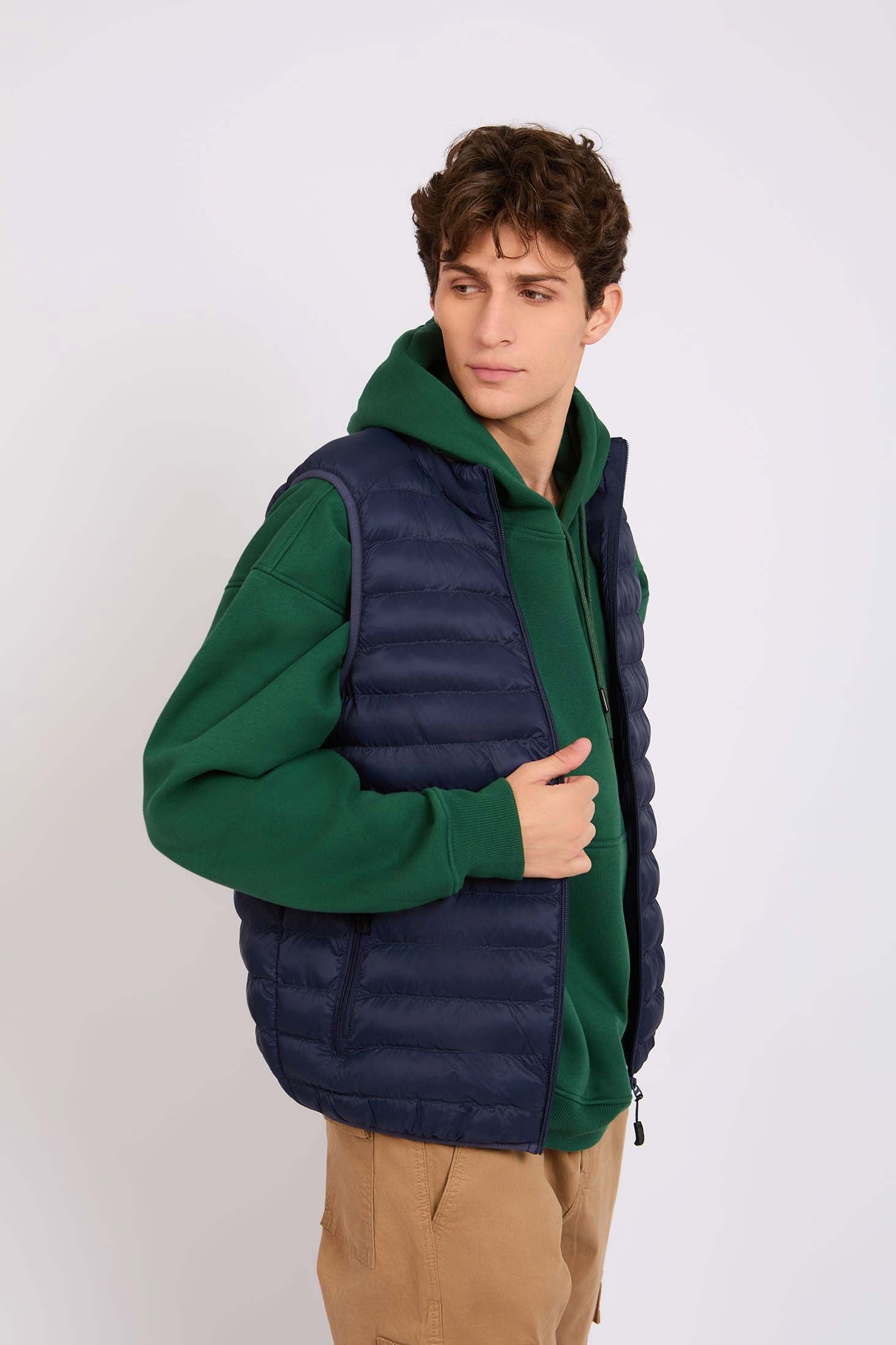 Men Puffer Vest Blue