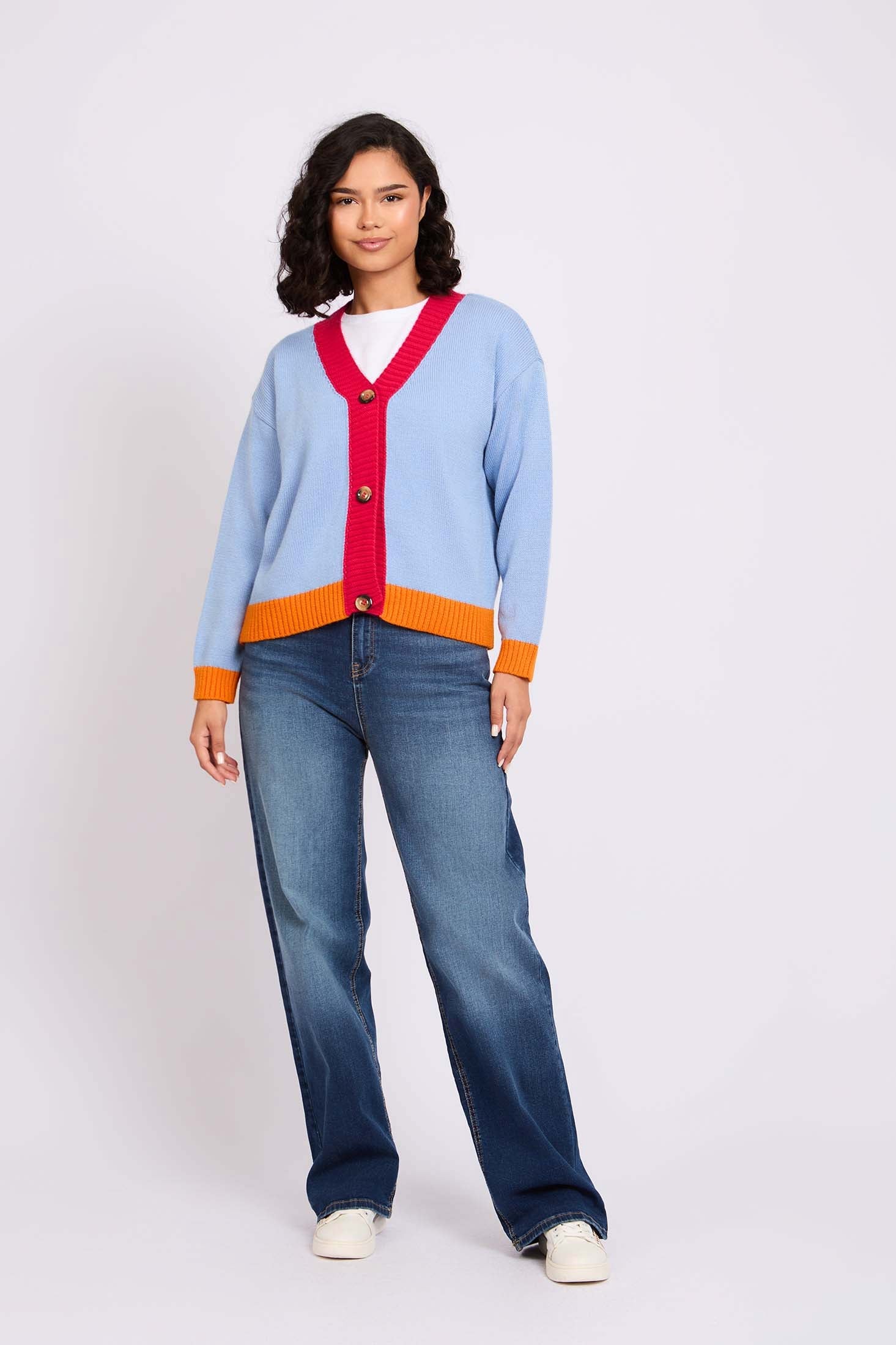 Women Cardigan Cropped Colorful  Purple