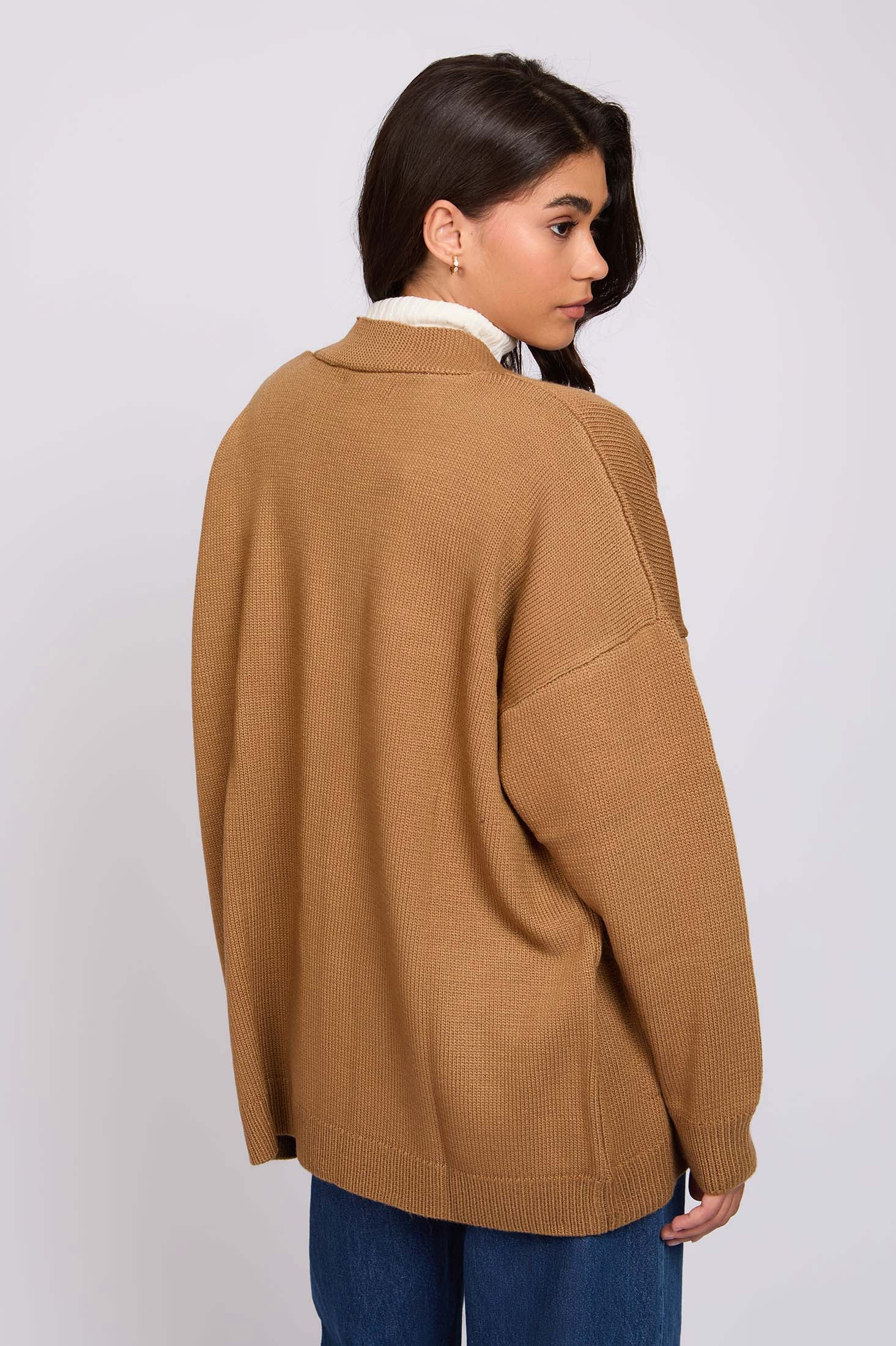 Women Long Loose Cardigan Beige