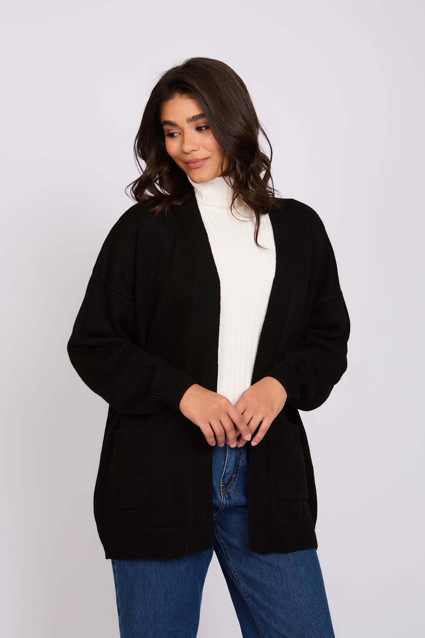 Women Long Loose Cardigan Black