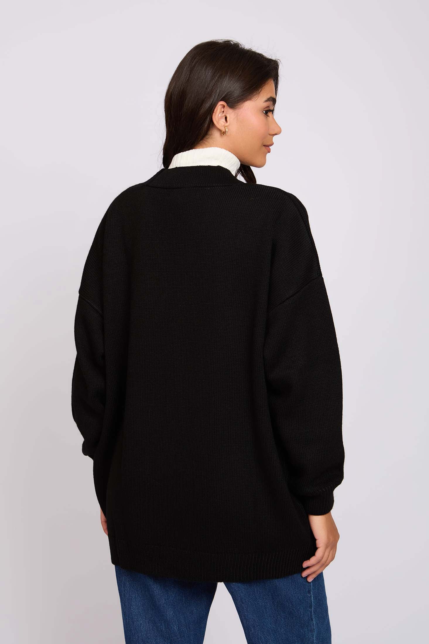 Women Long Loose Cardigan Black