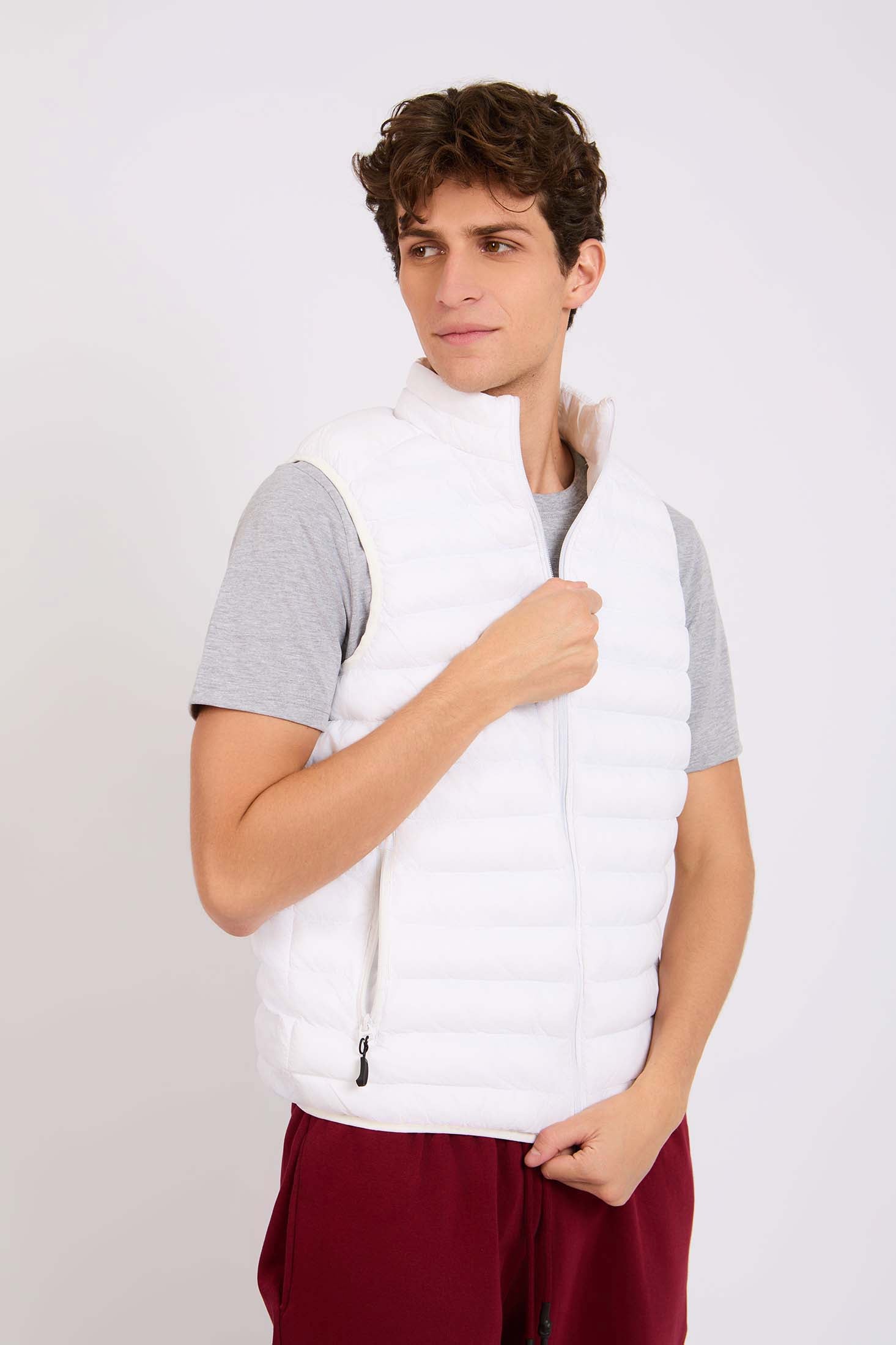 Men Puffer Off  Vest White