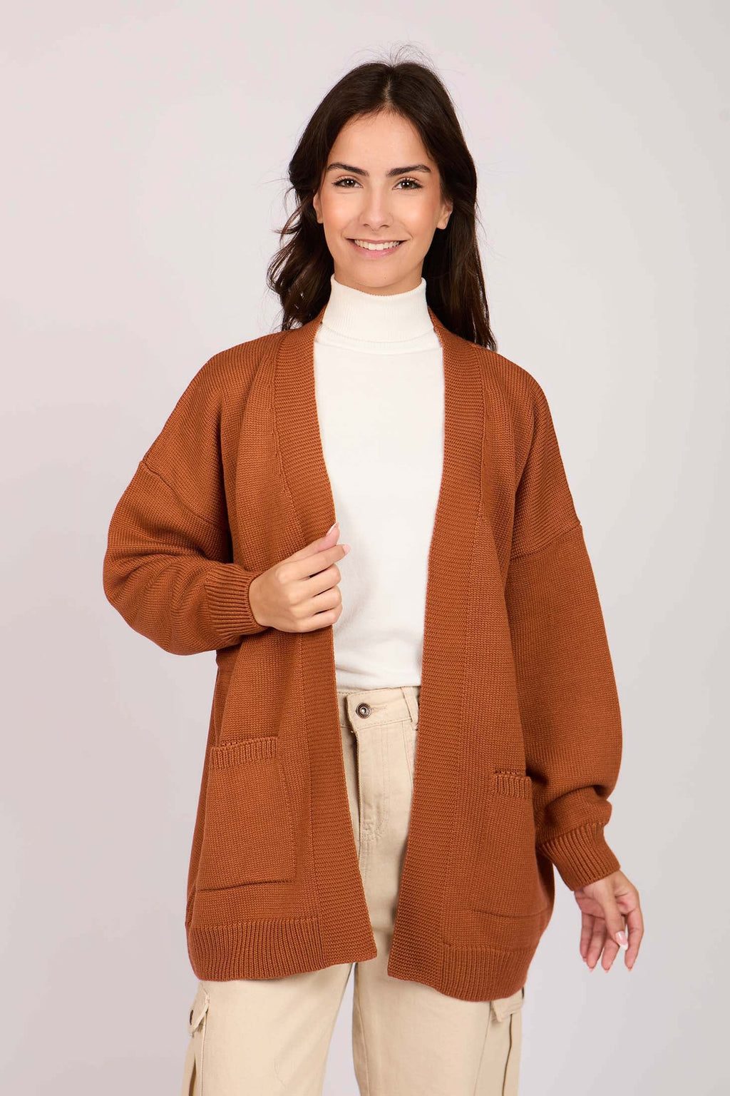 Women Long Loose Cardigan orange