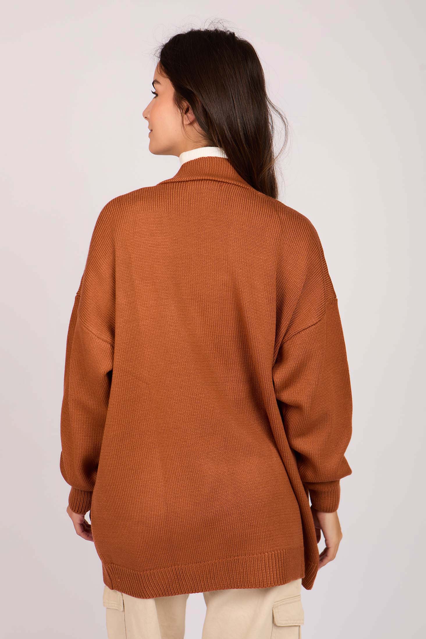 Women Long Loose Cardigan orange