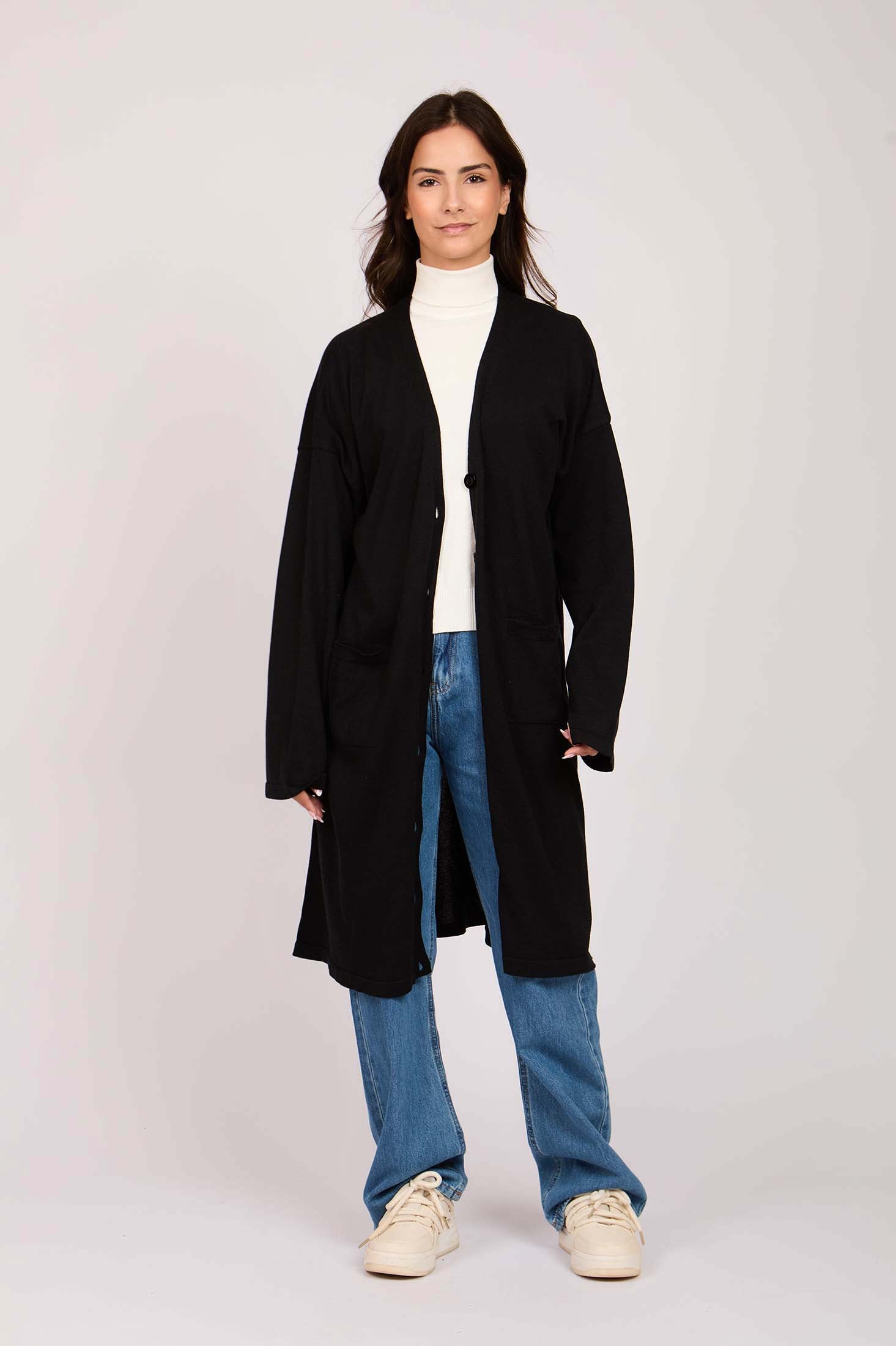 Women Long  Cardigan Black