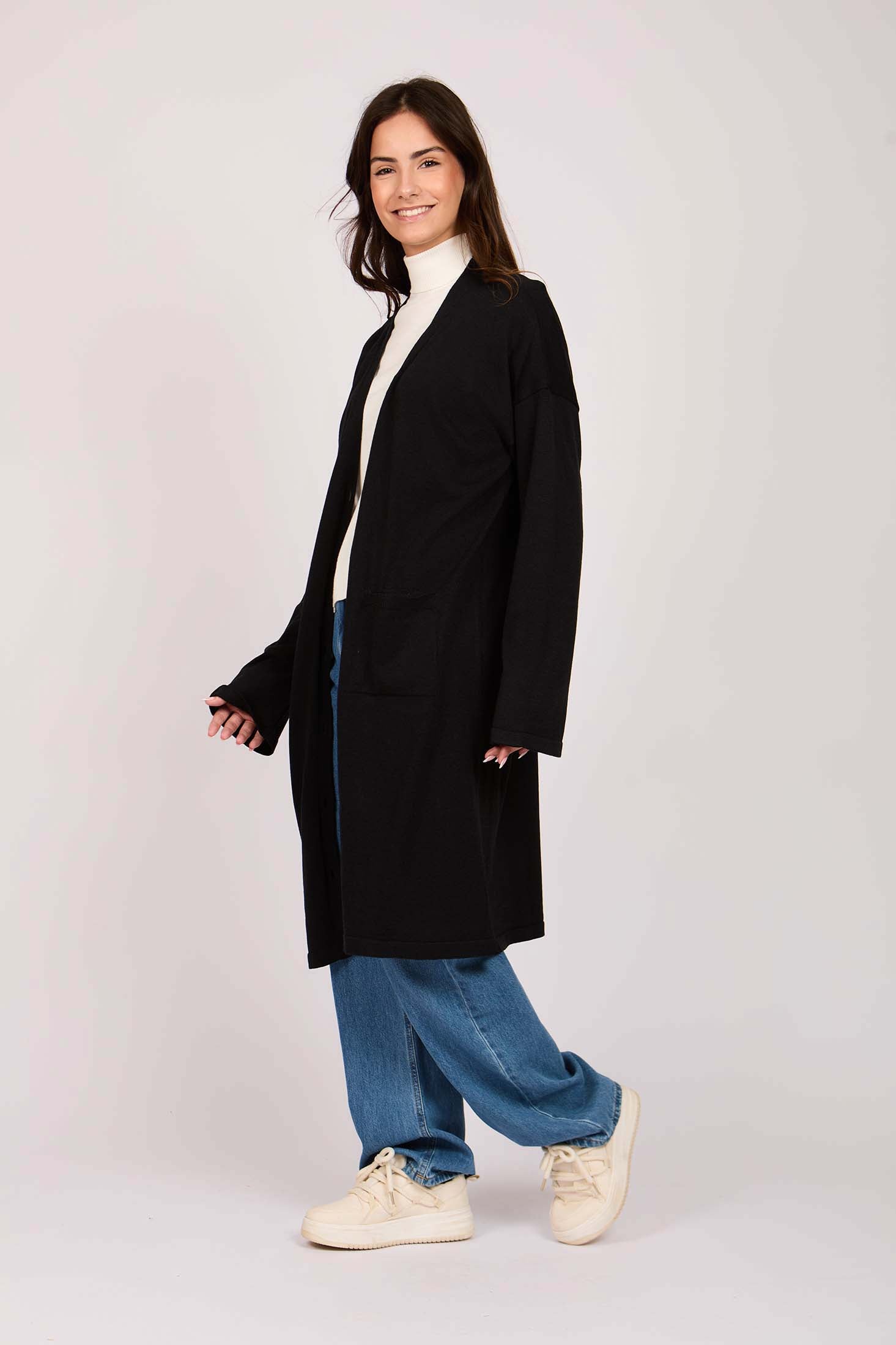 Women Long  Cardigan Black