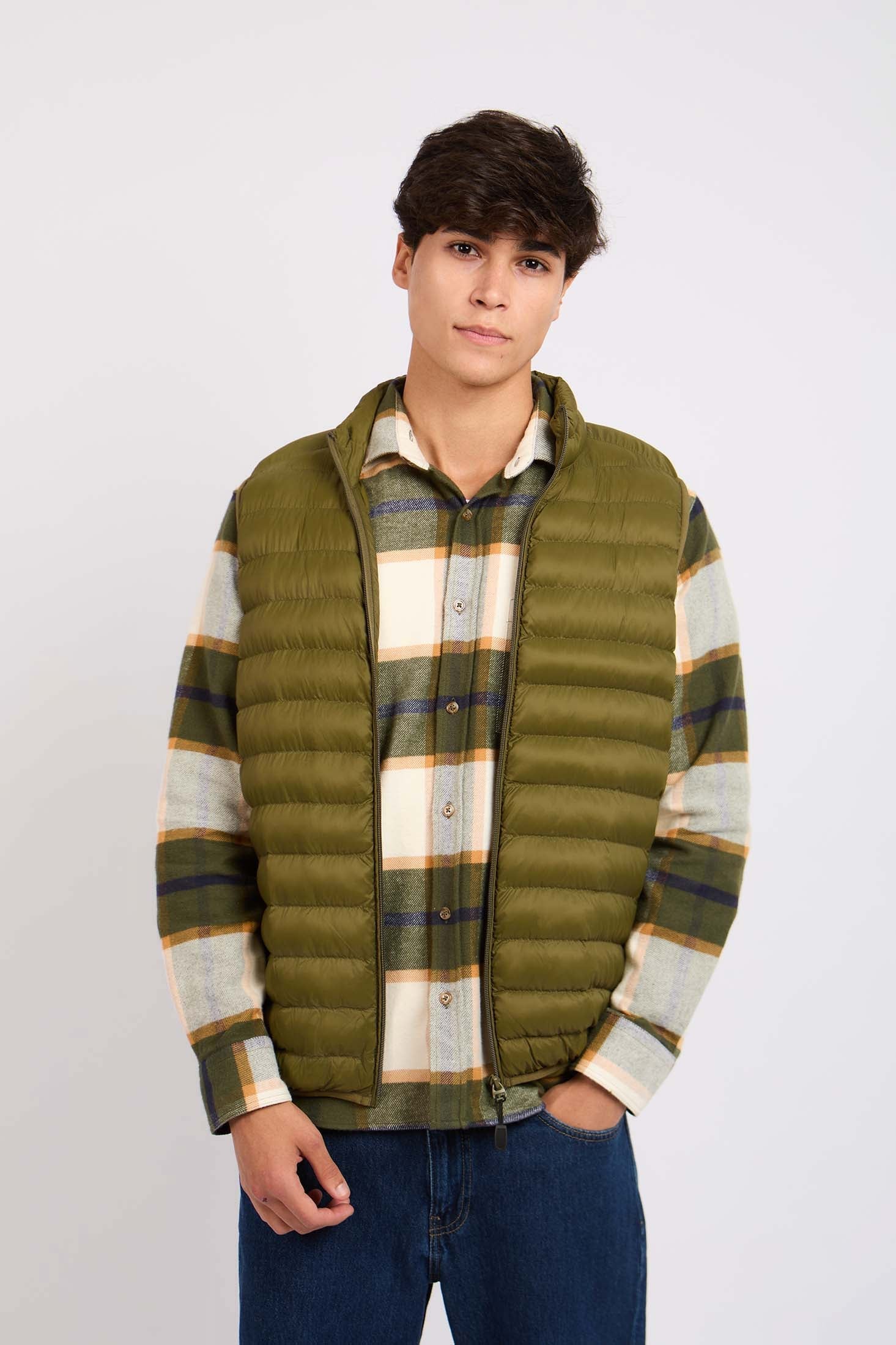 Men Puffer Vest Green