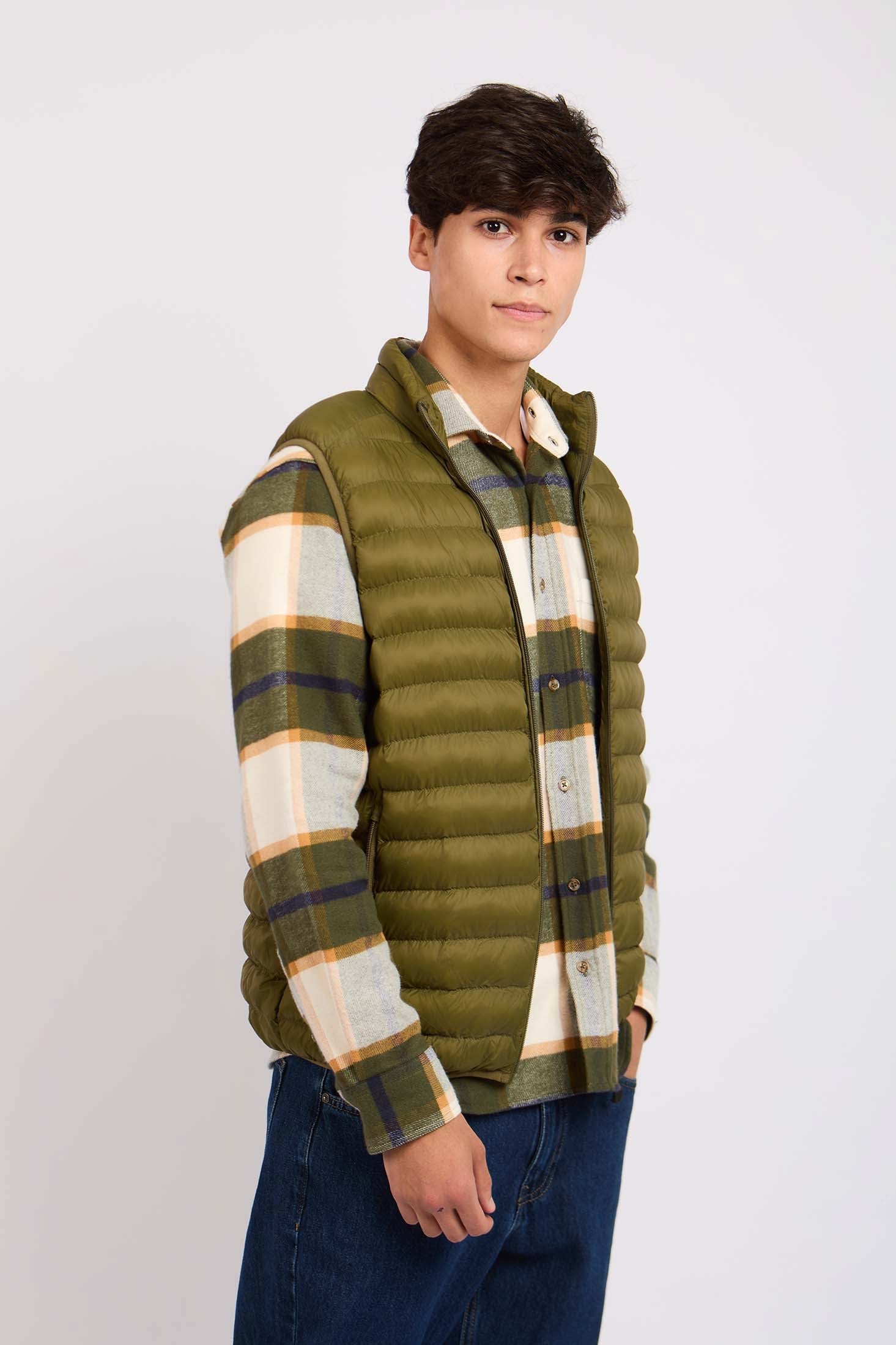 Men Puffer Vest Green