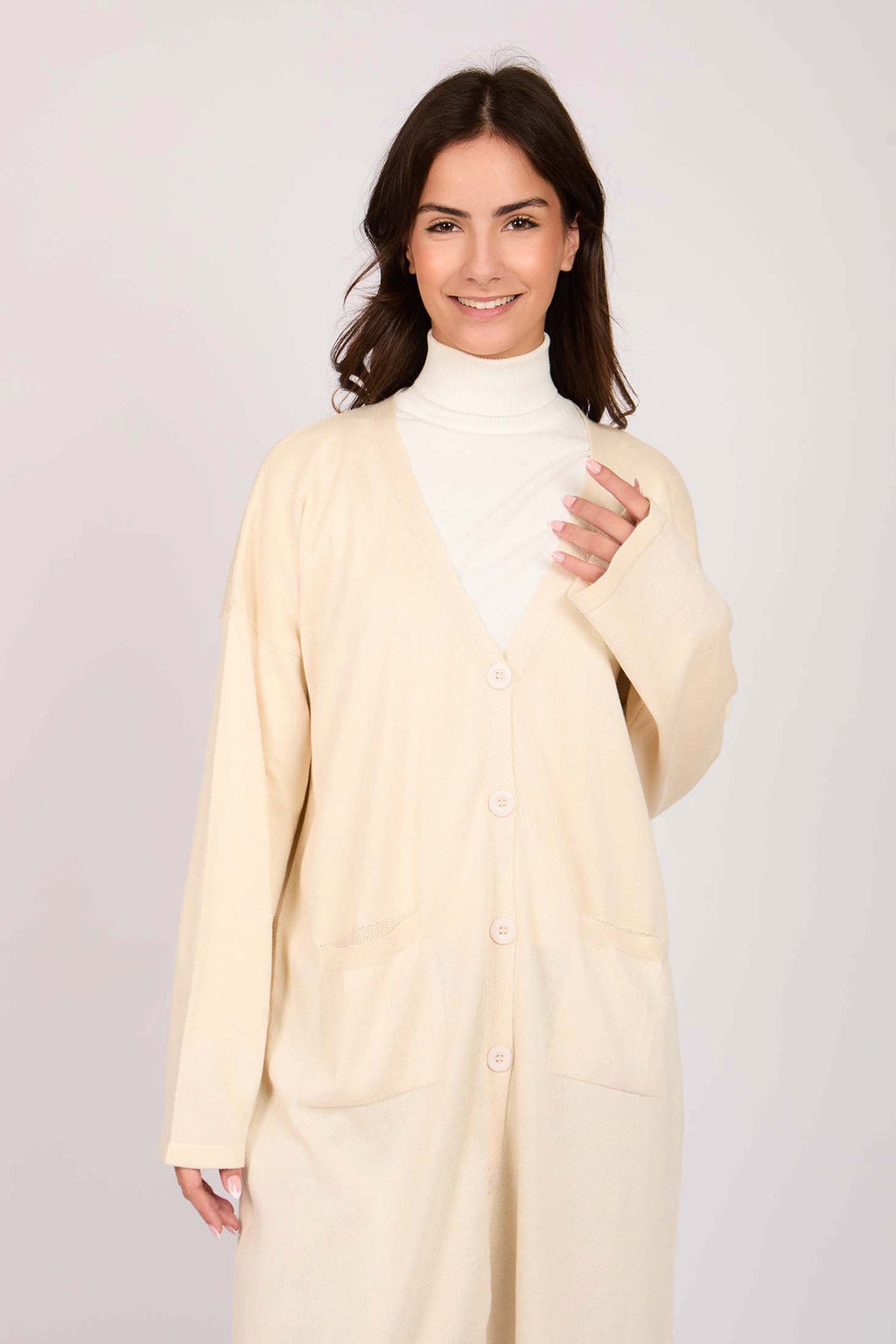 Women Long  Cardigan Off White