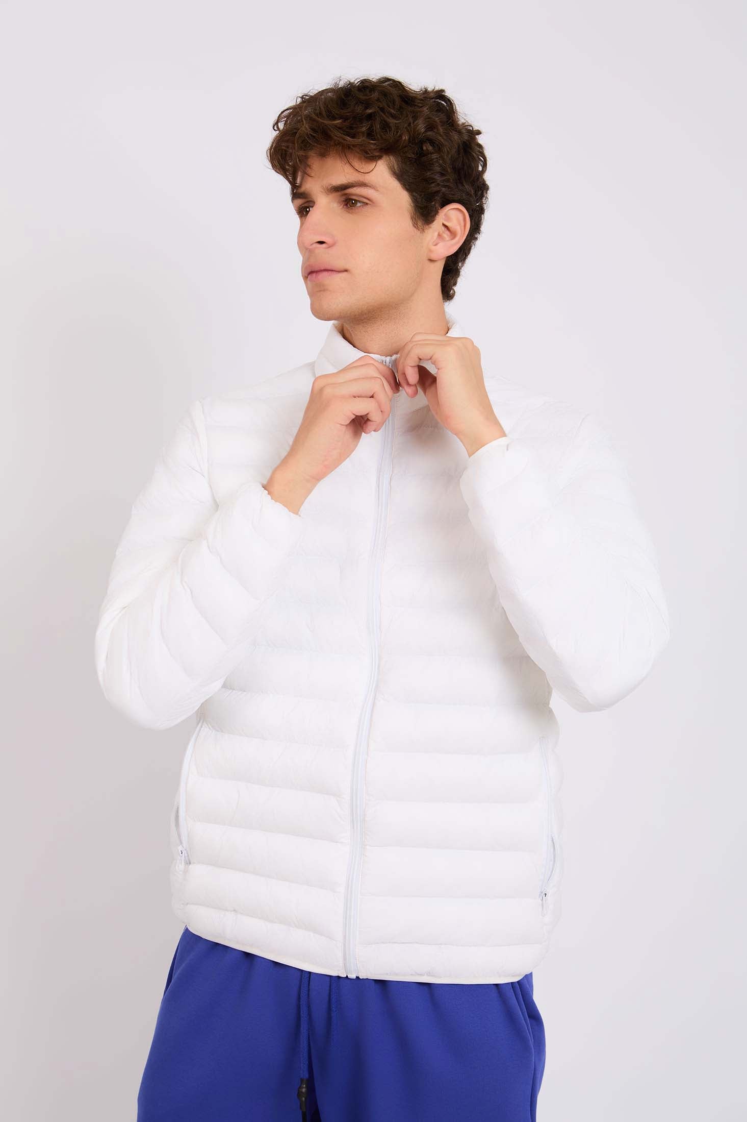 Men Basic Puffer Jacket Off White