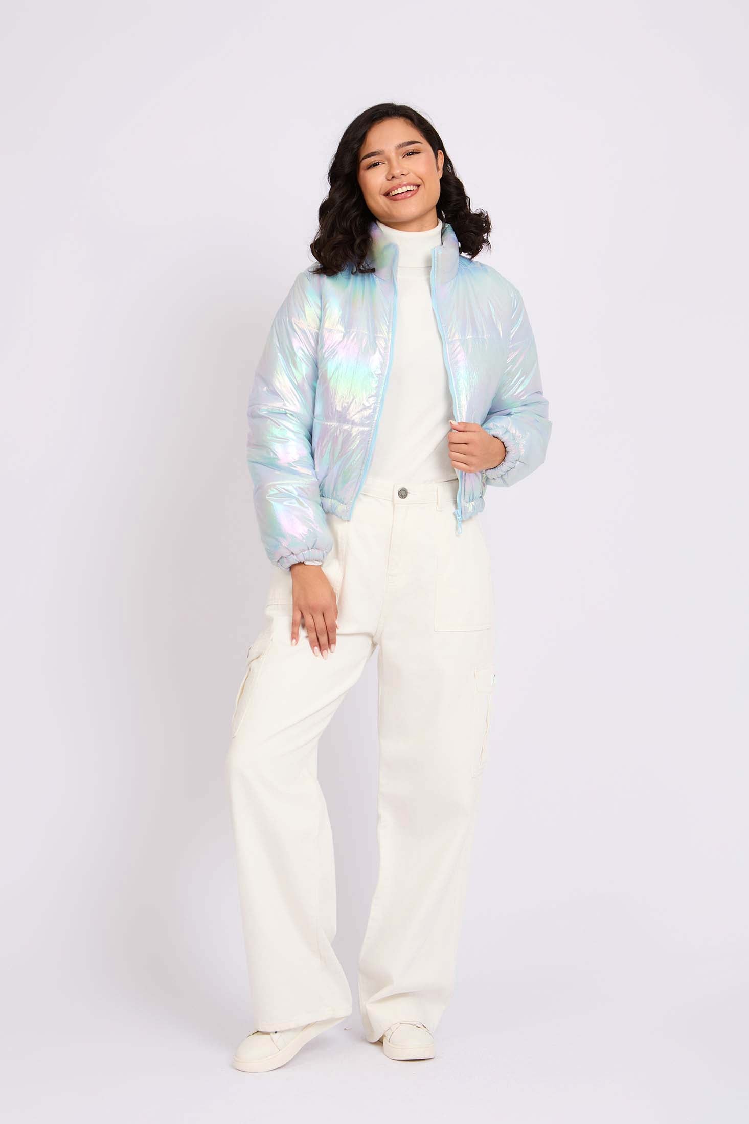 Women Jacket Cropped Puffer  Off White