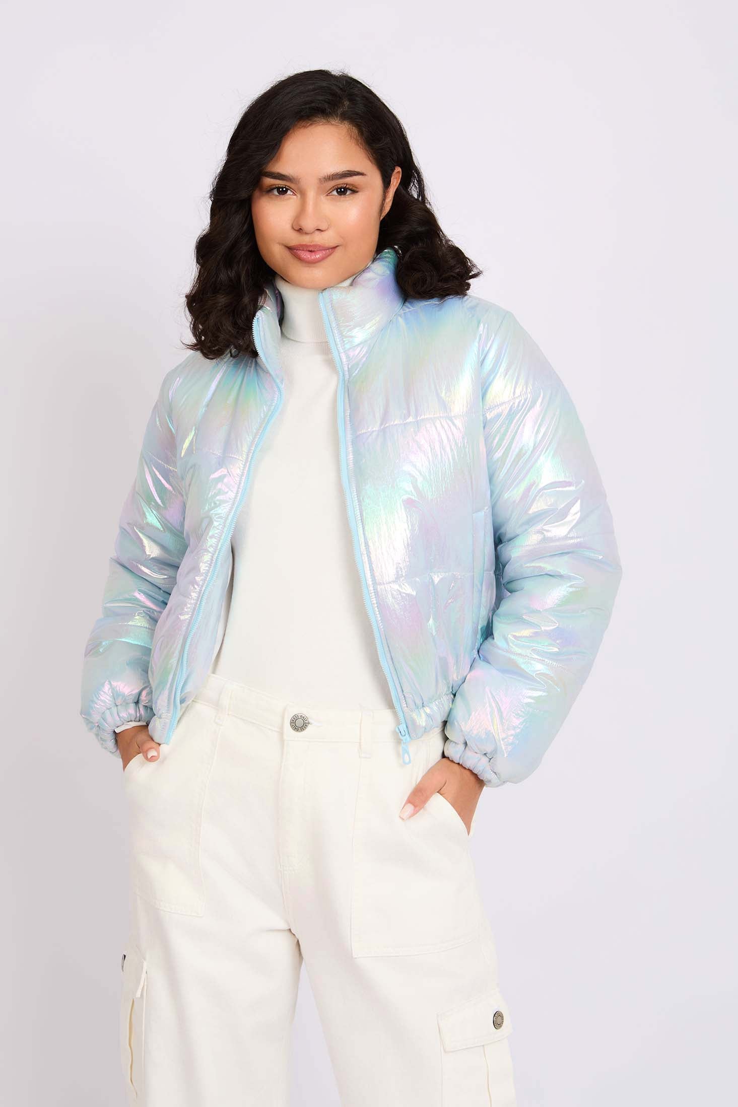 Women Jacket Cropped Puffer  Off White