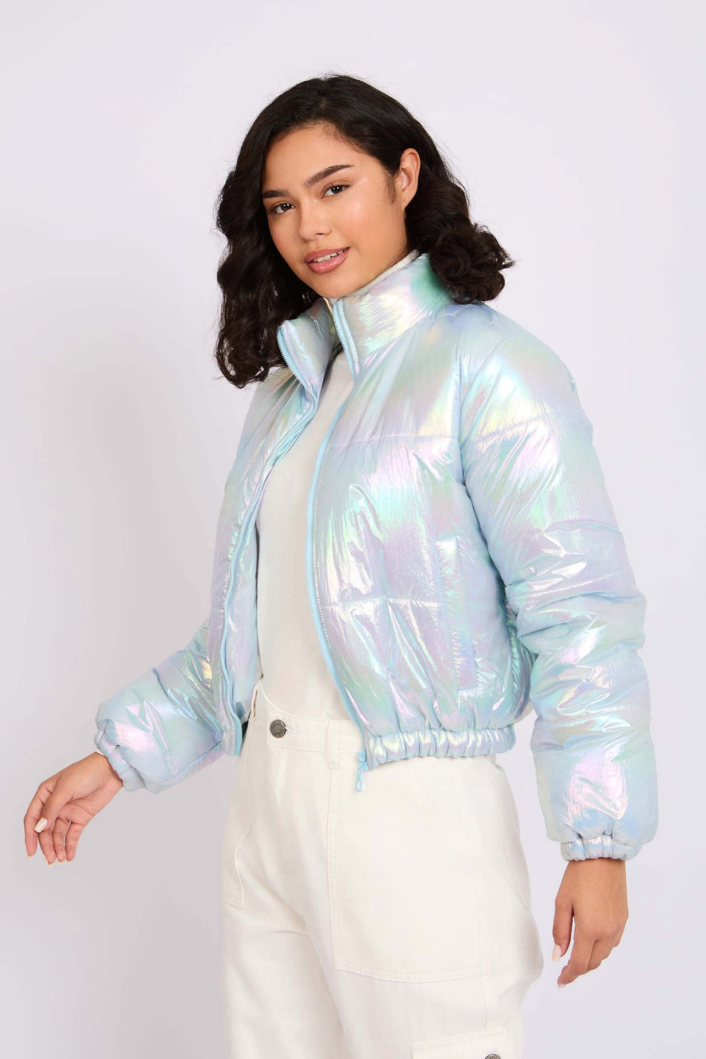 Women Jacket Cropped Puffer  Off White