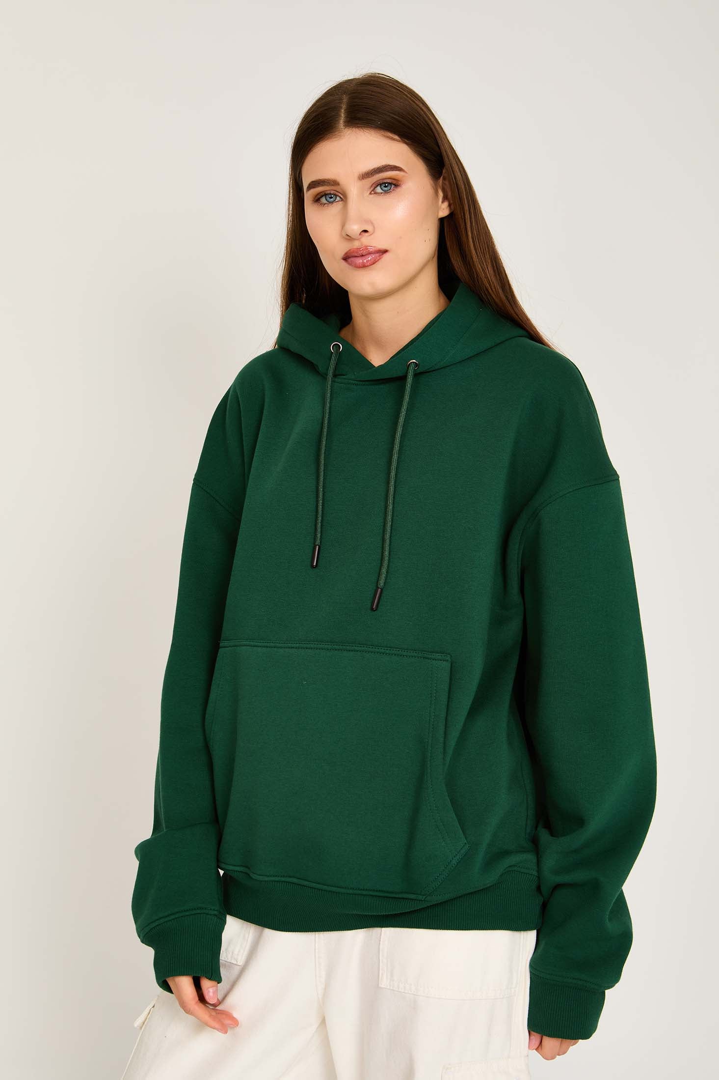 Unisex Sweat Shirt Unisex Loose Fit Printed Hoodie Green