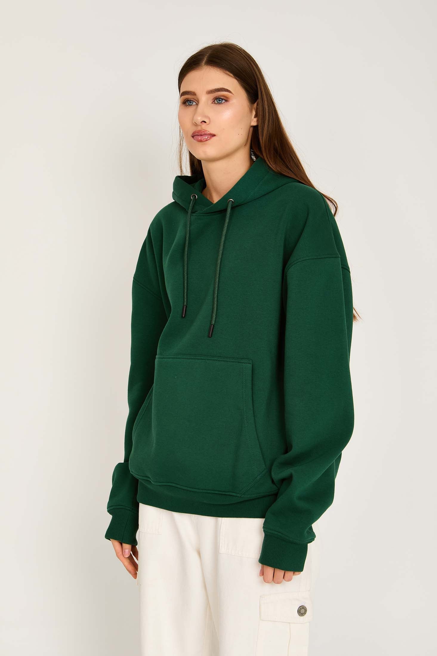 Unisex Sweat Shirt Unisex Loose Fit Printed Hoodie Green