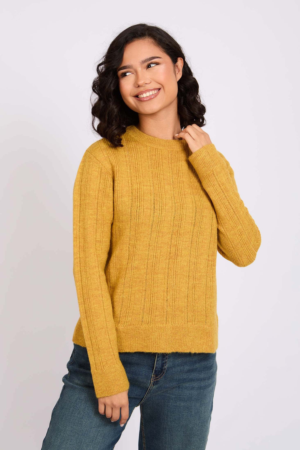 Women Pullover Regular Destroyed Yellow