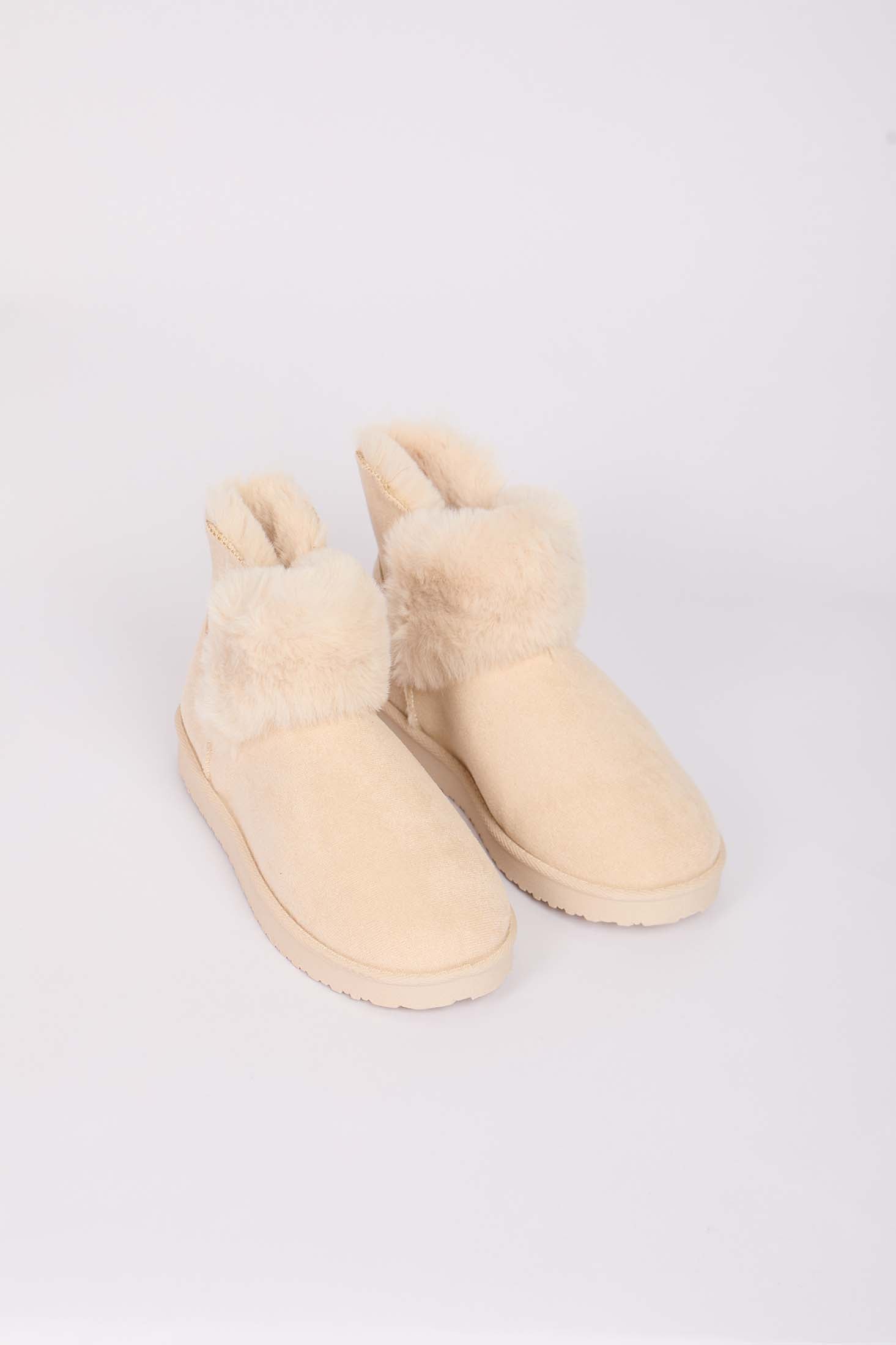 Women Furry Beige Shoes